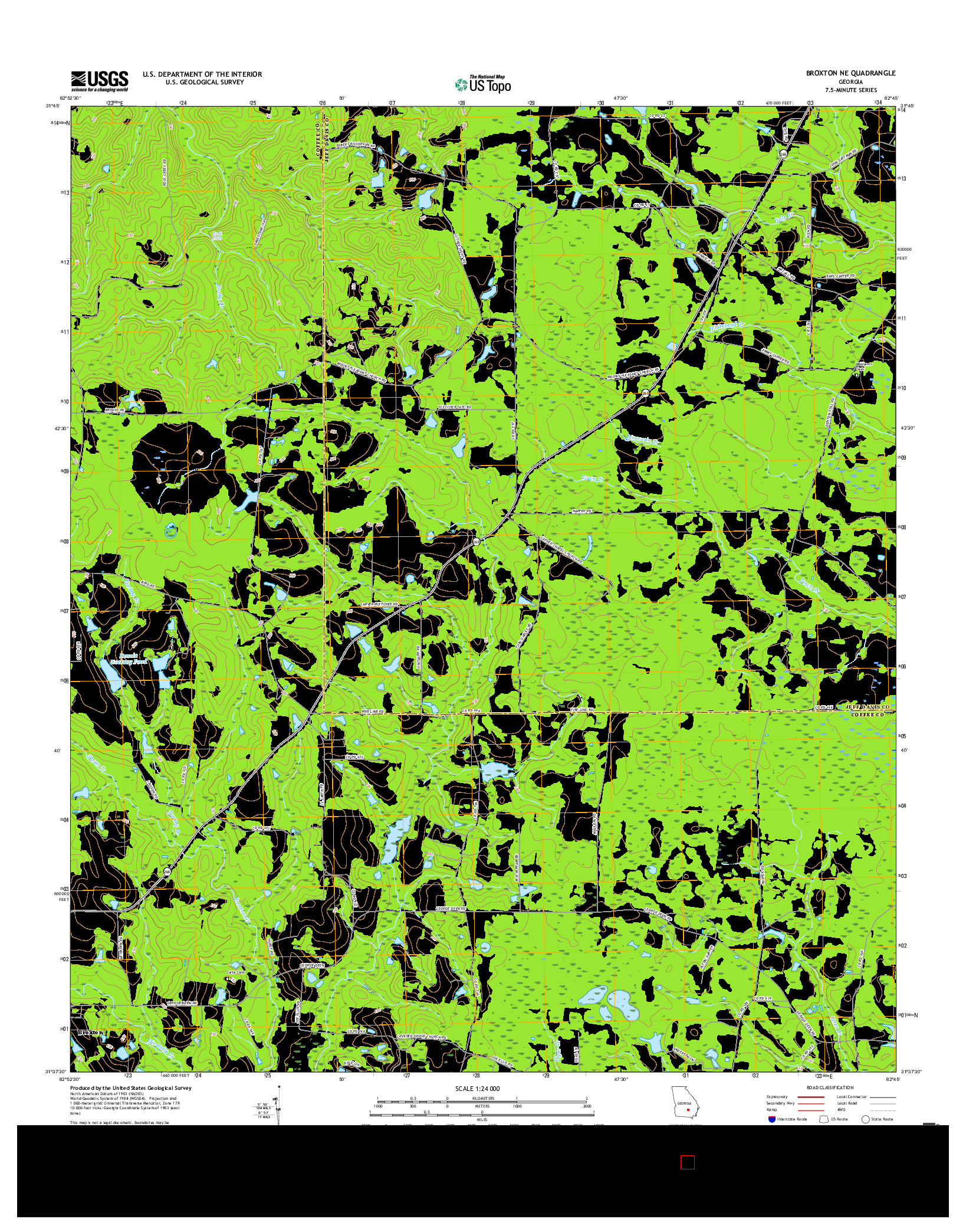 USGS US TOPO 7.5-MINUTE MAP FOR BROXTON NE, GA 2017