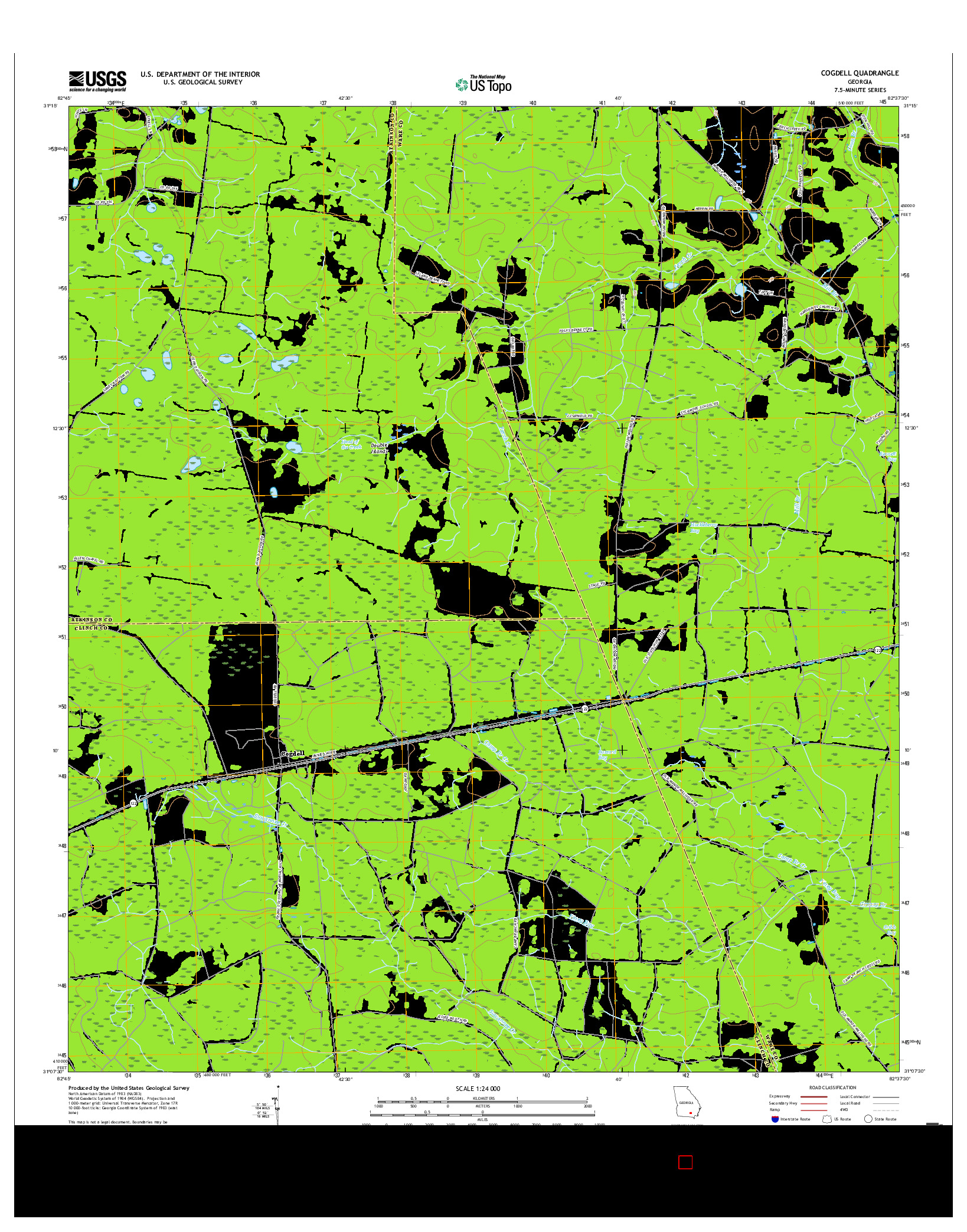 USGS US TOPO 7.5-MINUTE MAP FOR COGDELL, GA 2017