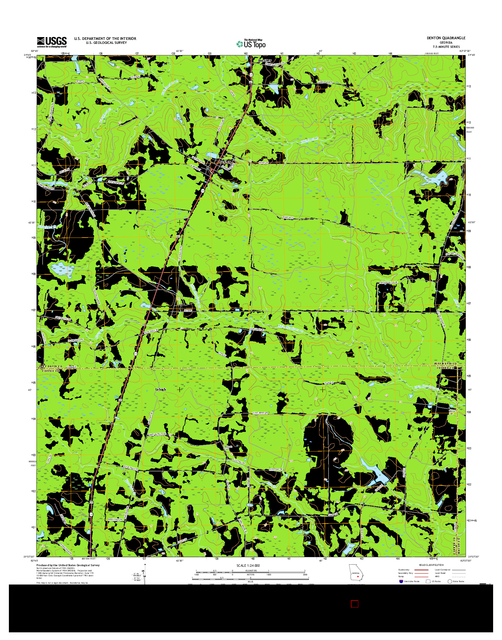 USGS US TOPO 7.5-MINUTE MAP FOR DENTON, GA 2017