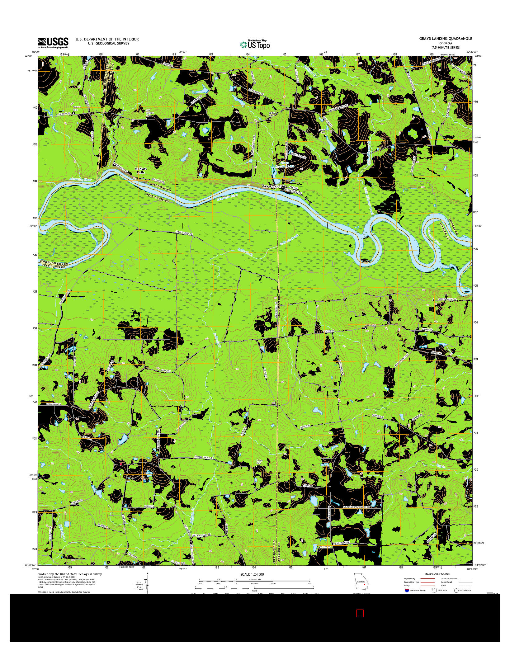 USGS US TOPO 7.5-MINUTE MAP FOR GRAYS LANDING, GA 2017