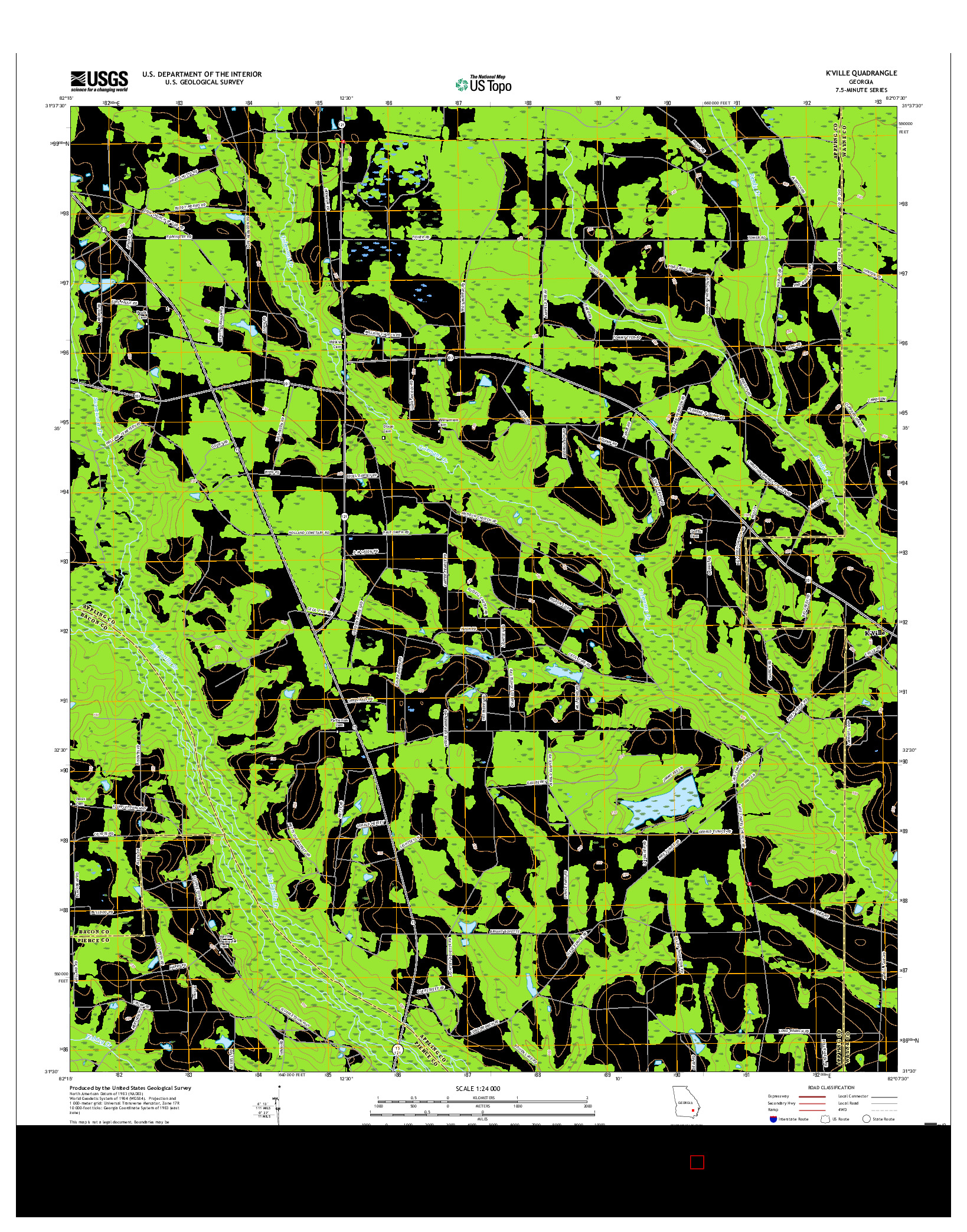 USGS US TOPO 7.5-MINUTE MAP FOR K'VILLE, GA 2017