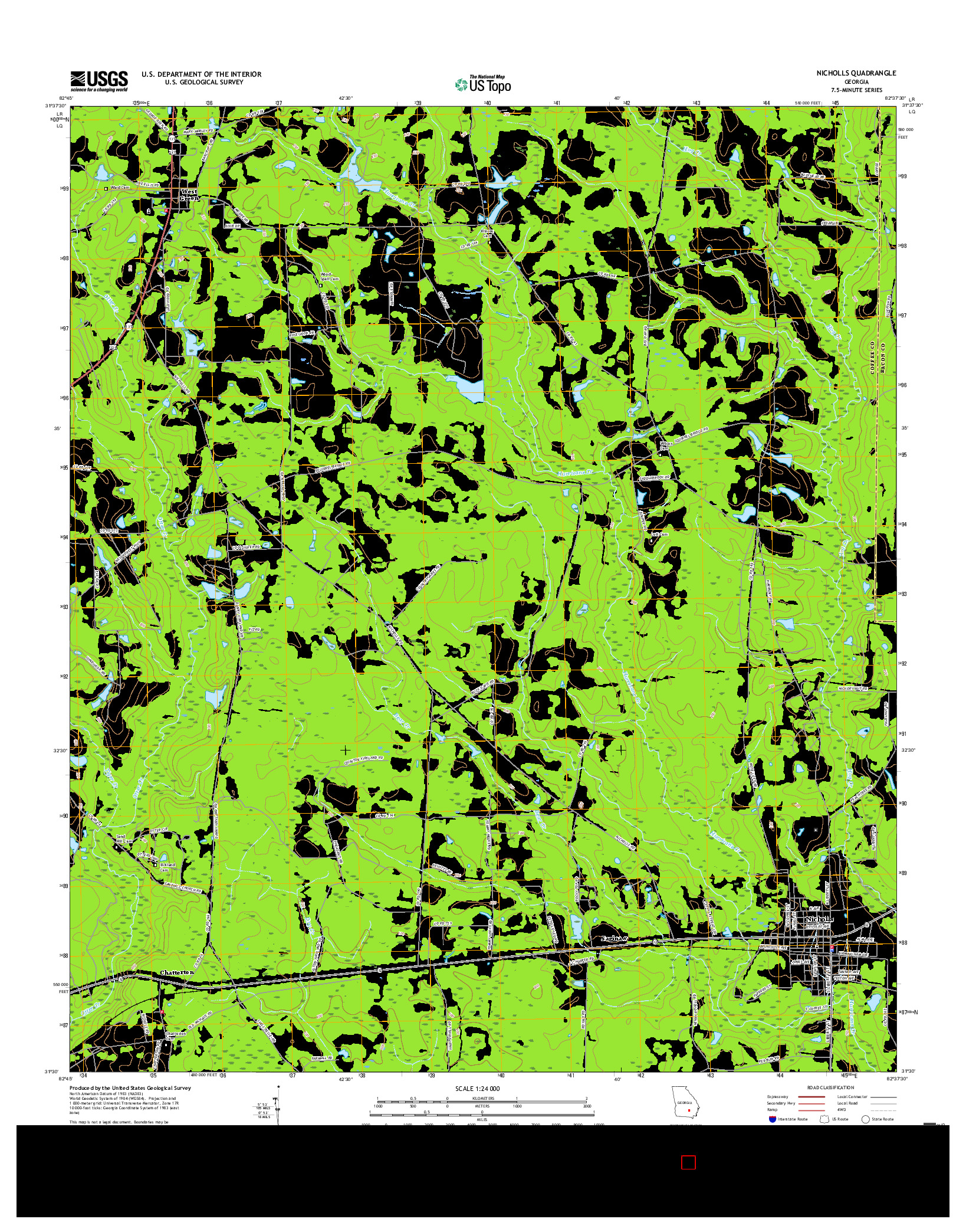 USGS US TOPO 7.5-MINUTE MAP FOR NICHOLLS, GA 2017