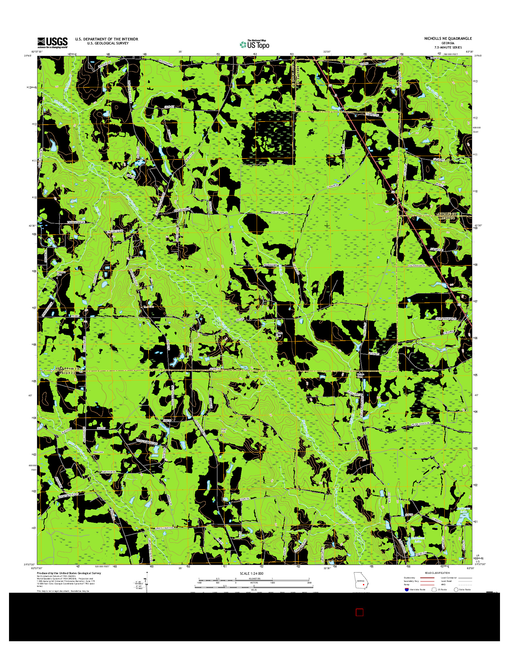 USGS US TOPO 7.5-MINUTE MAP FOR NICHOLLS NE, GA 2017