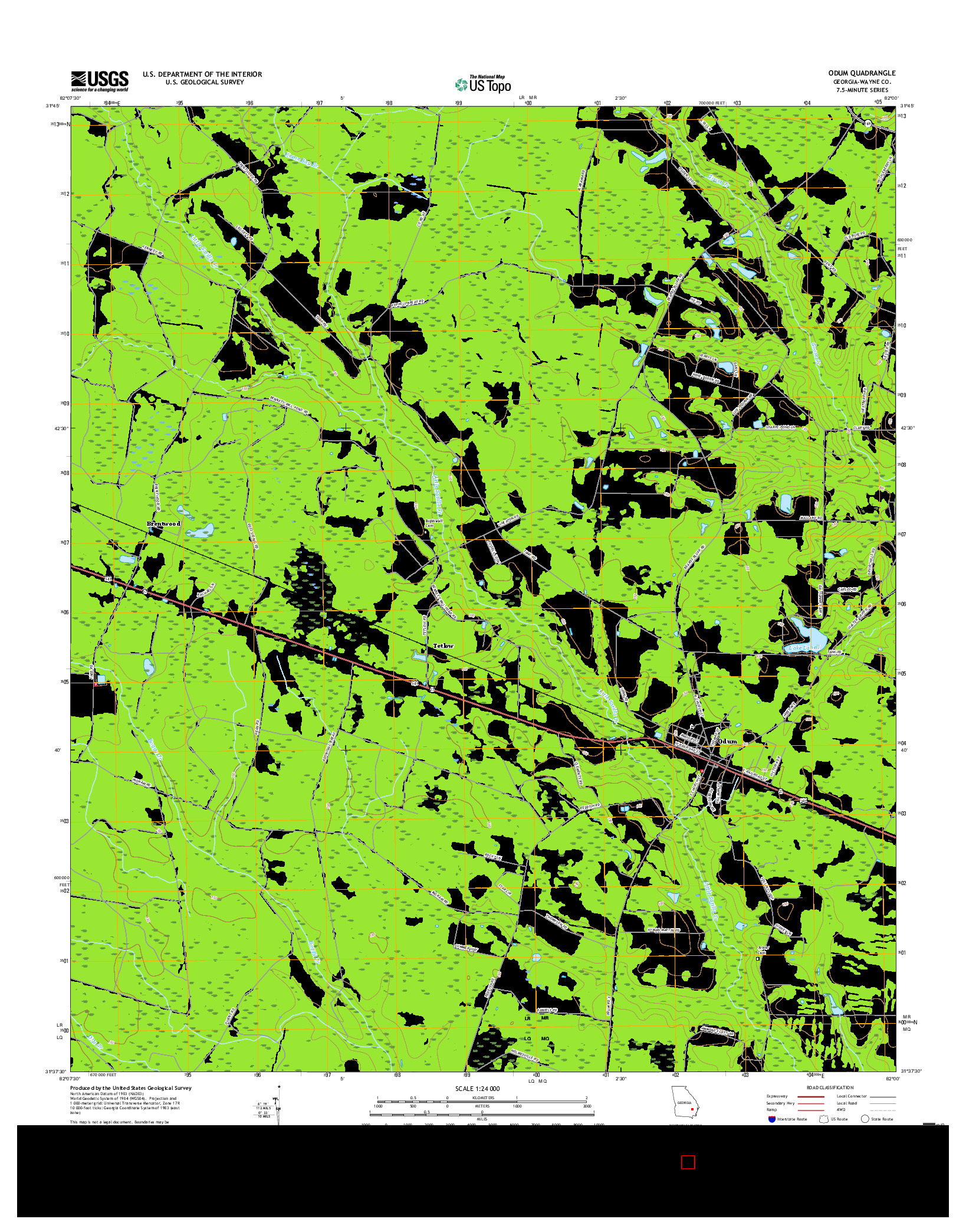 USGS US TOPO 7.5-MINUTE MAP FOR ODUM, GA 2017