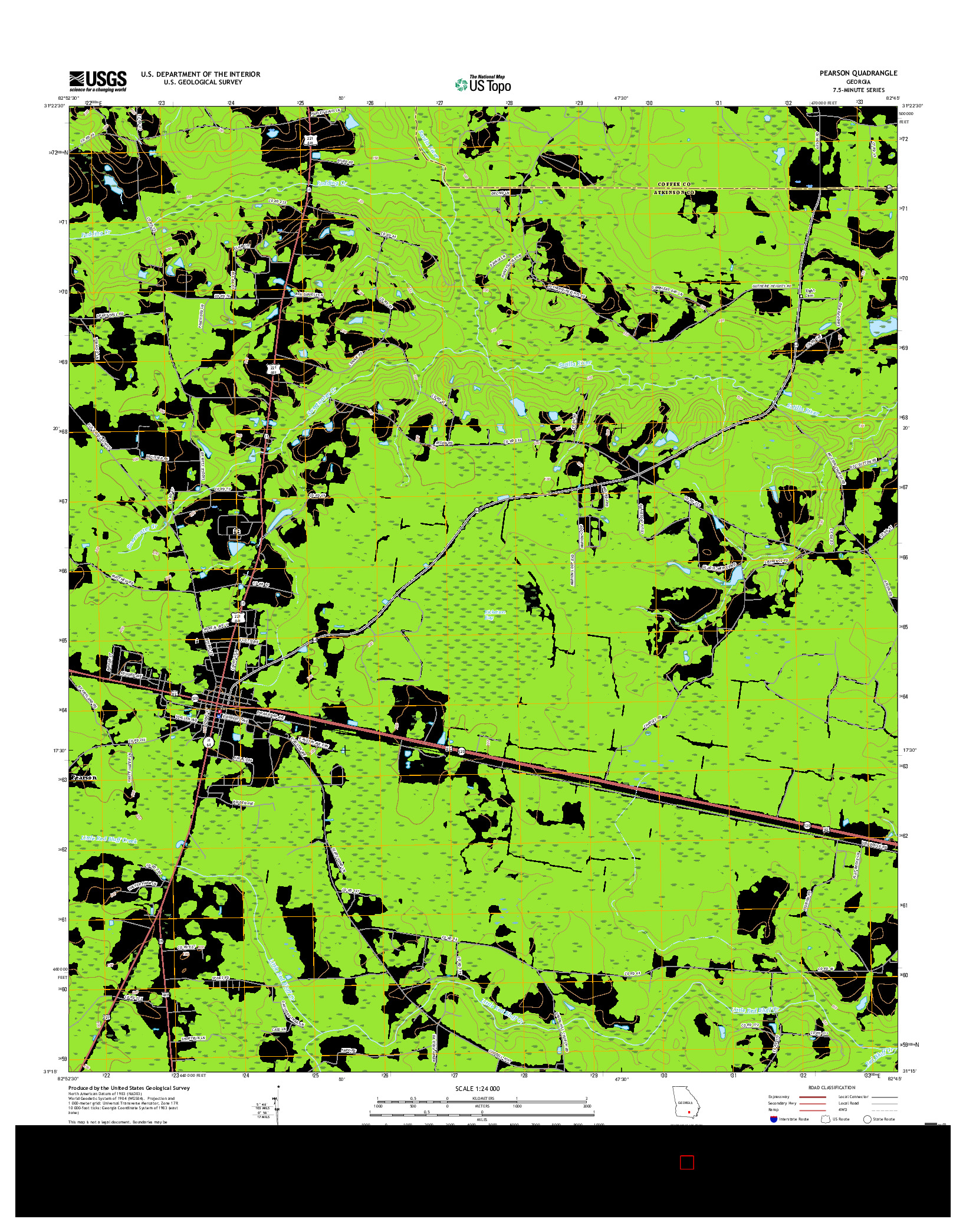 USGS US TOPO 7.5-MINUTE MAP FOR PEARSON, GA 2017