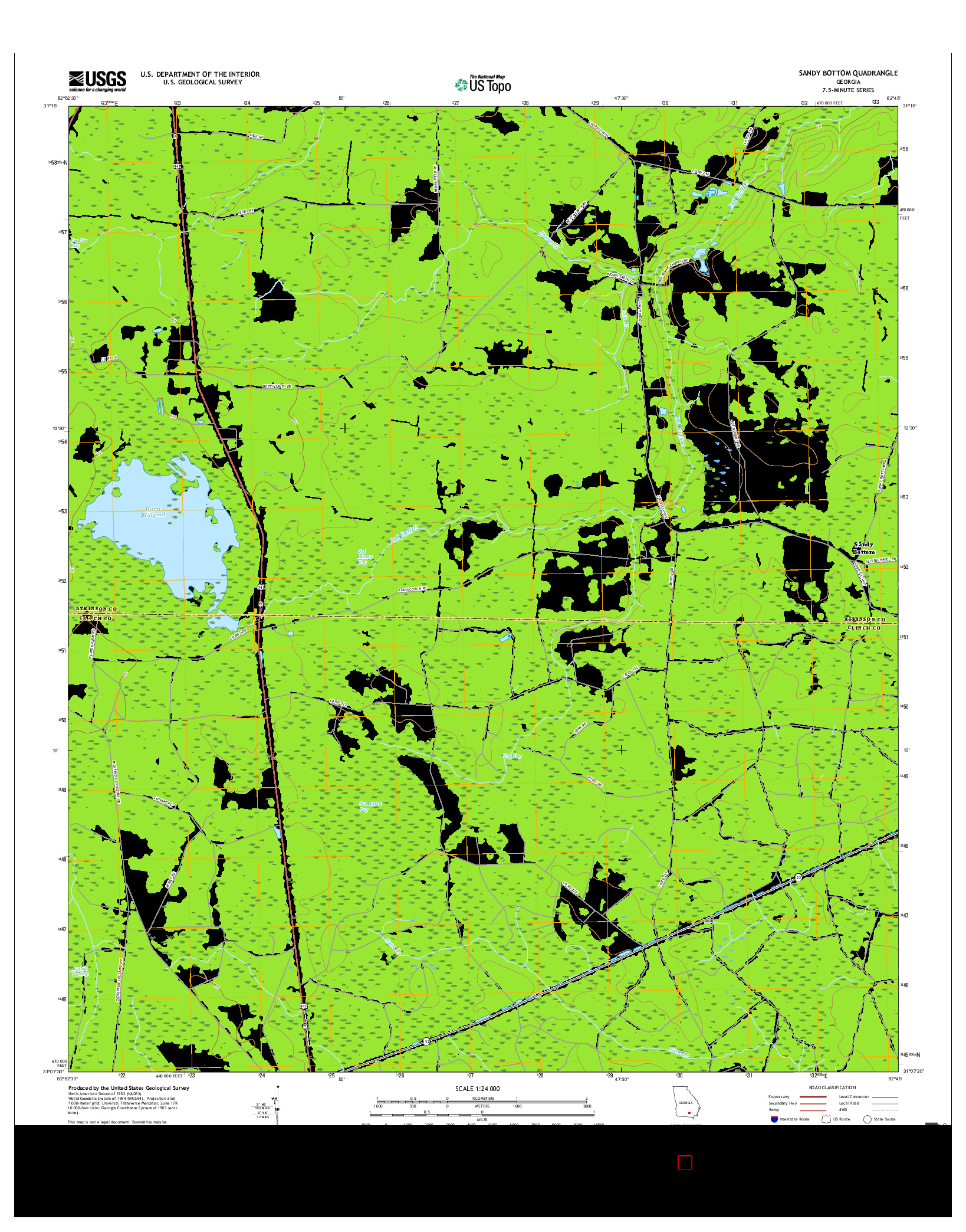 USGS US TOPO 7.5-MINUTE MAP FOR SANDY BOTTOM, GA 2017