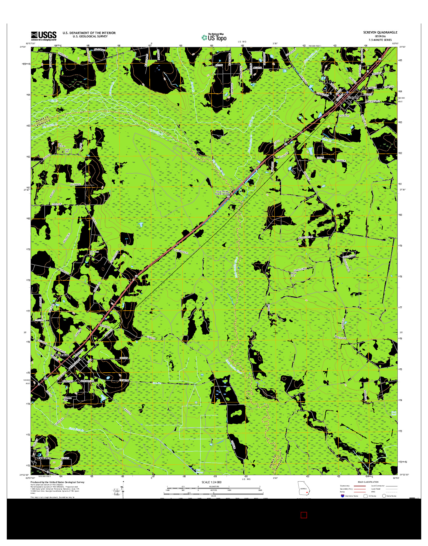 USGS US TOPO 7.5-MINUTE MAP FOR SCREVEN, GA 2017