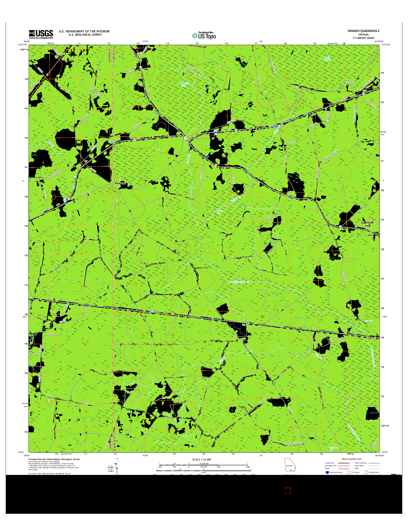 USGS US TOPO 7.5-MINUTE MAP FOR SIRMANS, GA 2017