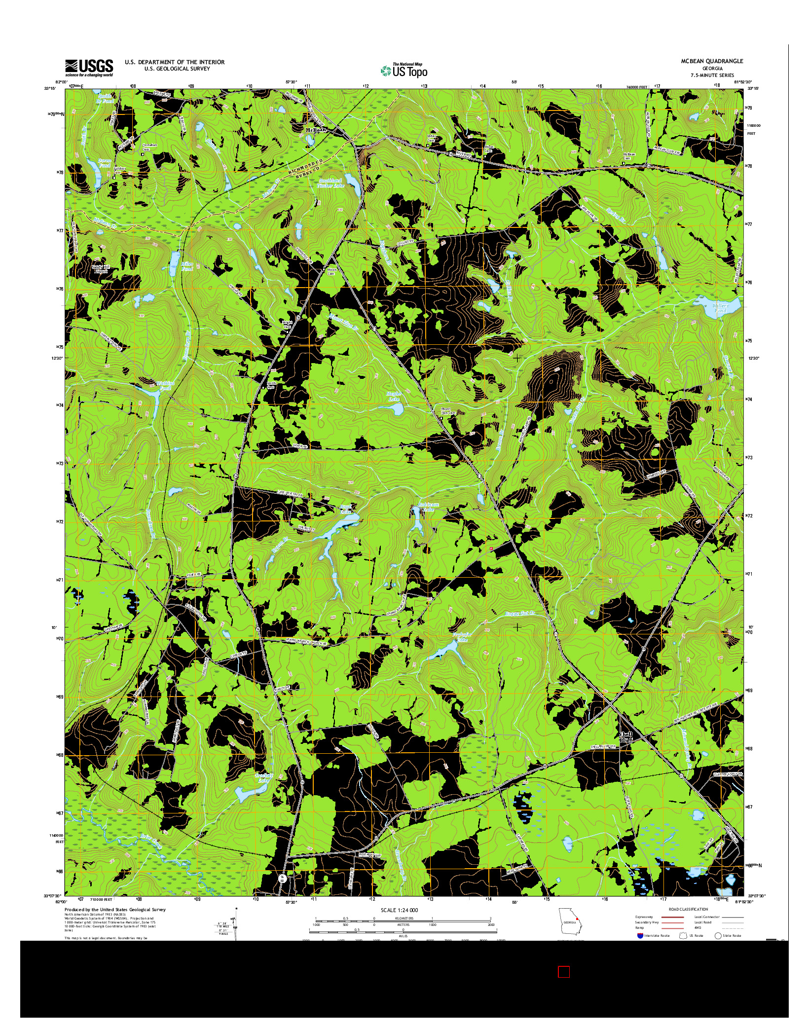 USGS US TOPO 7.5-MINUTE MAP FOR MCBEAN, GA 2017