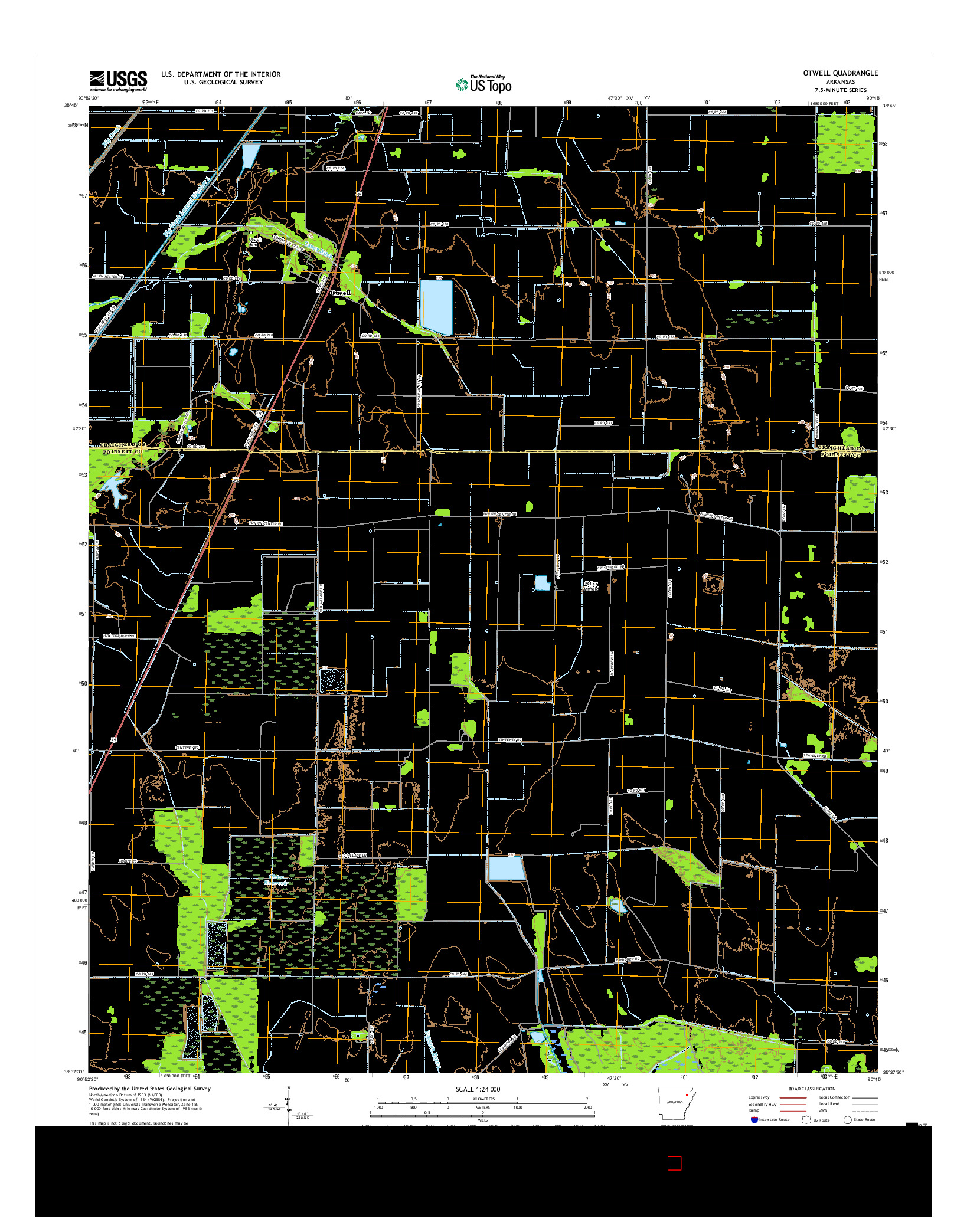 USGS US TOPO 7.5-MINUTE MAP FOR OTWELL, AR 2017