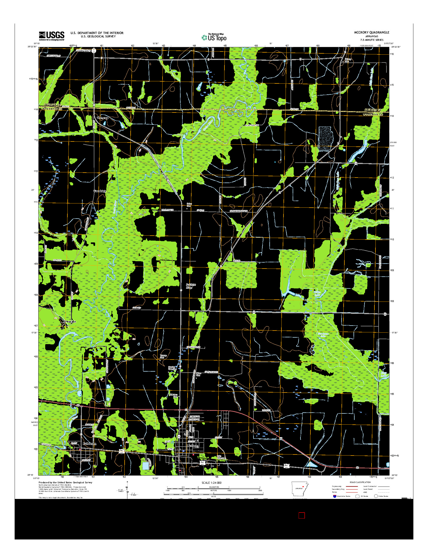 USGS US TOPO 7.5-MINUTE MAP FOR MCCRORY, AR 2017