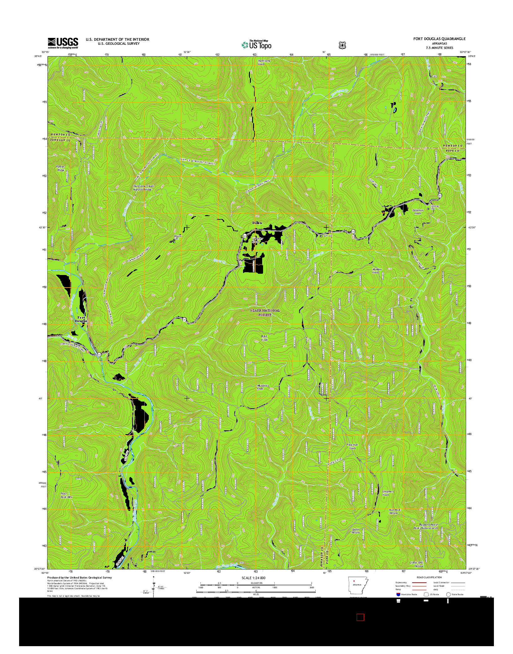 USGS US TOPO 7.5-MINUTE MAP FOR FORT DOUGLAS, AR 2017