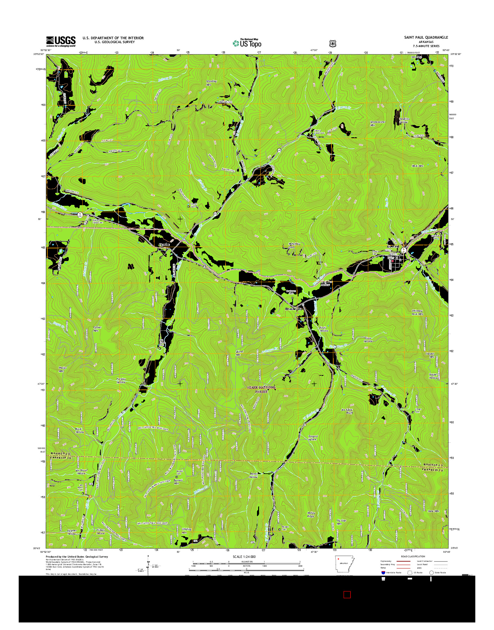 USGS US TOPO 7.5-MINUTE MAP FOR SAINT PAUL, AR 2017