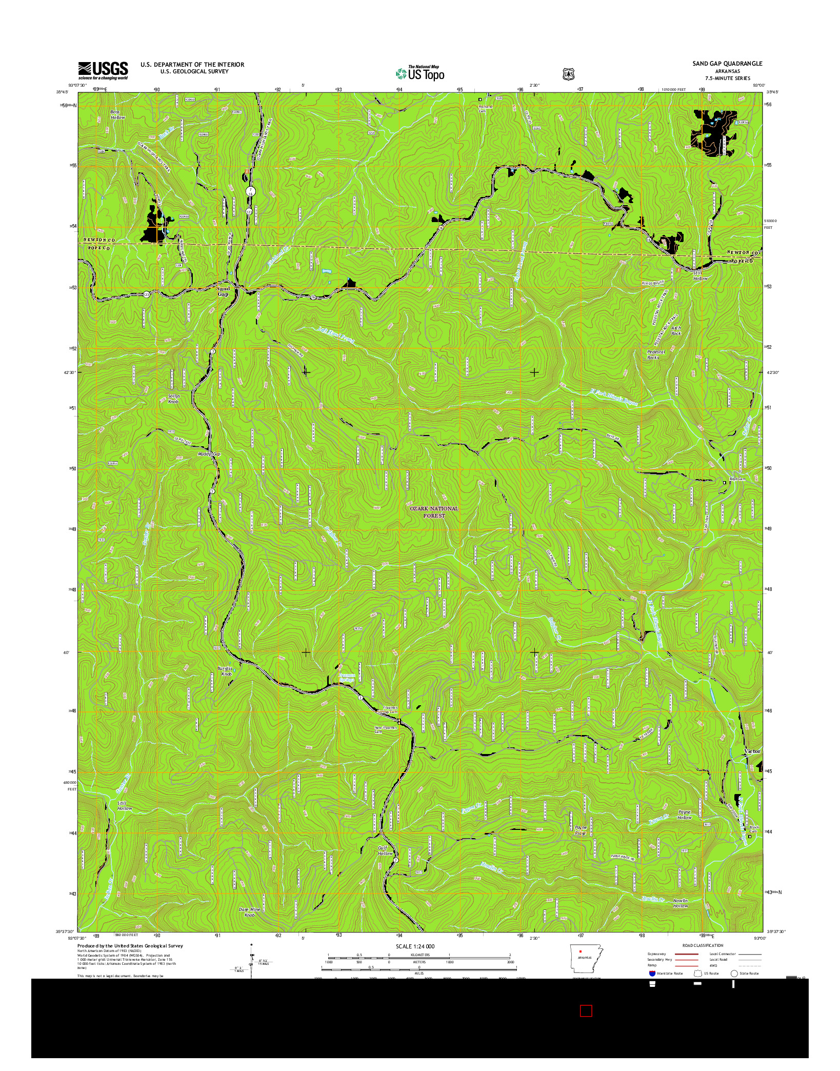USGS US TOPO 7.5-MINUTE MAP FOR SAND GAP, AR 2017