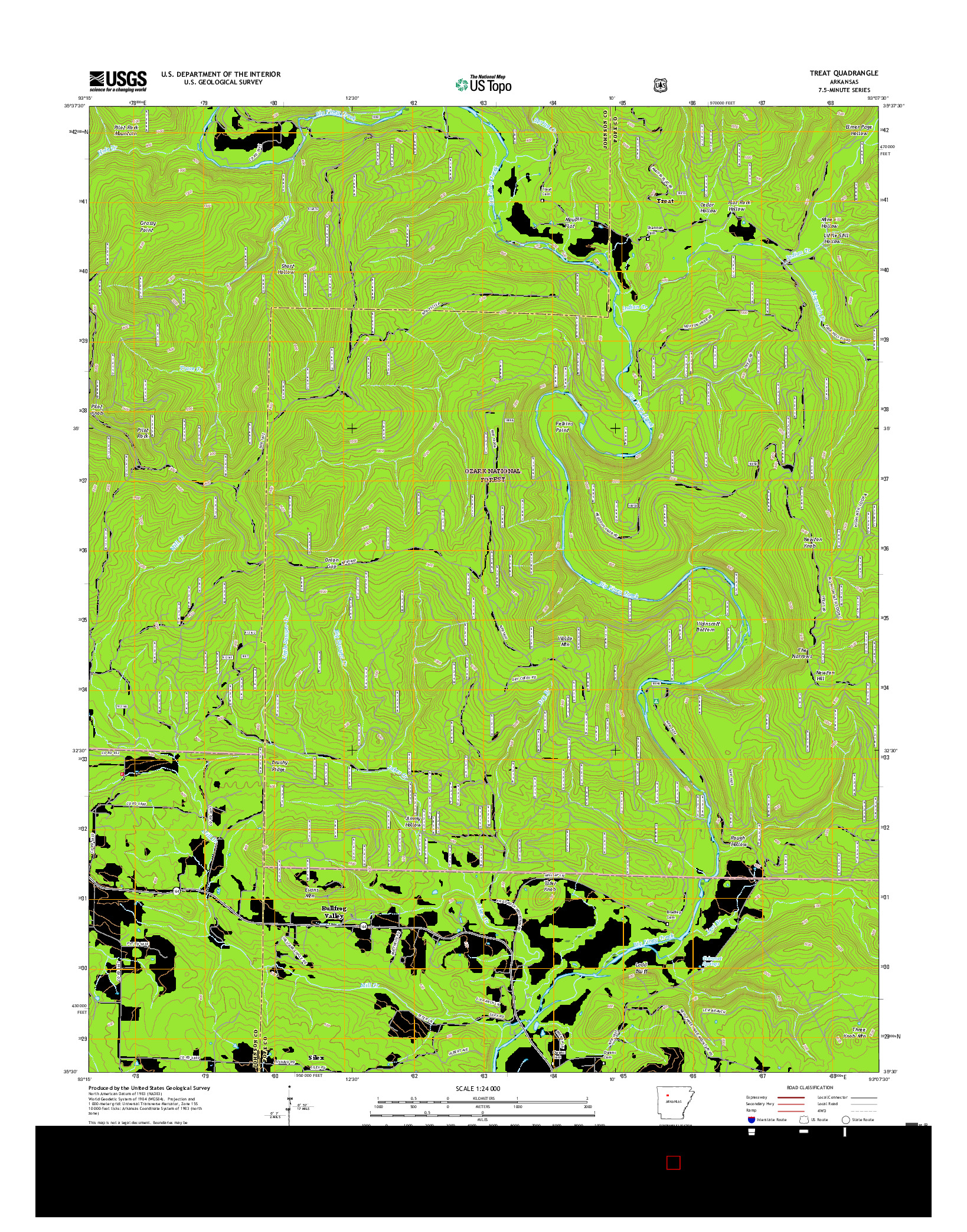 USGS US TOPO 7.5-MINUTE MAP FOR TREAT, AR 2017