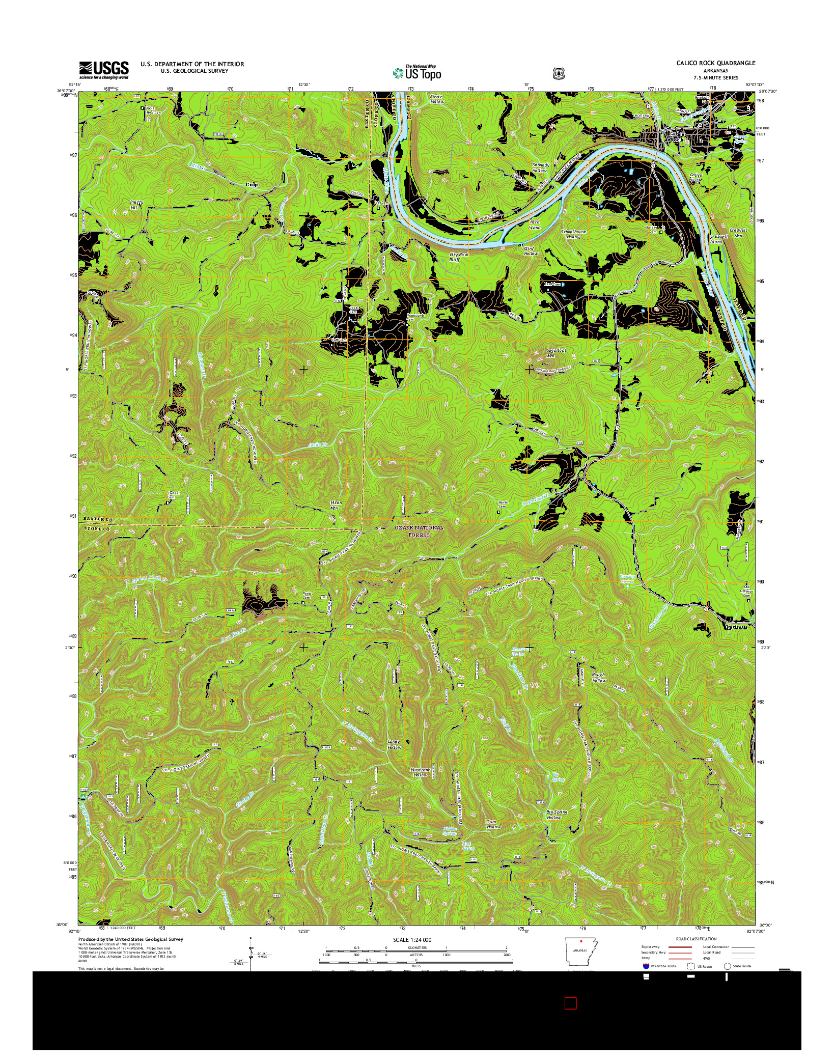 USGS US TOPO 7.5-MINUTE MAP FOR CALICO ROCK, AR 2017