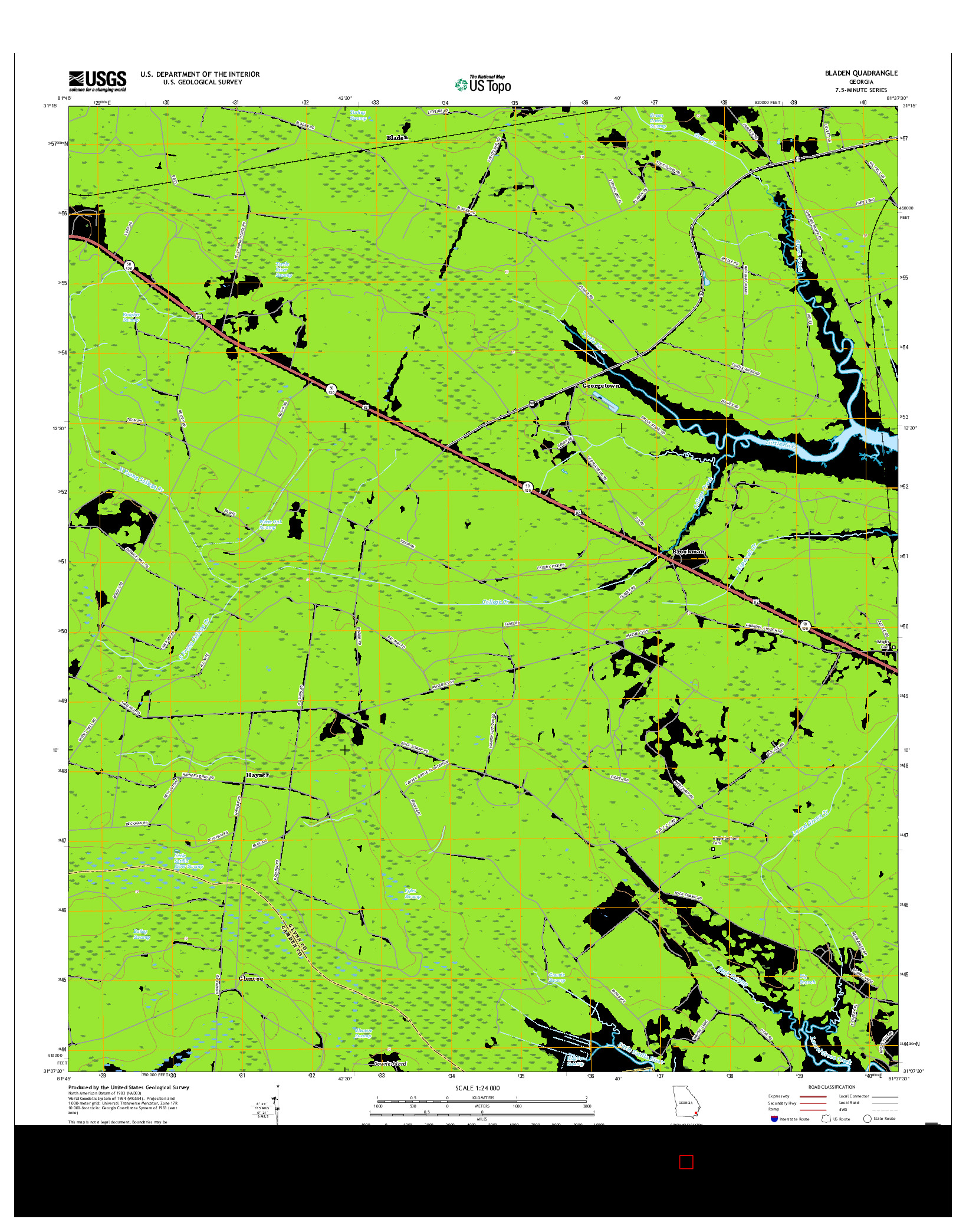 USGS US TOPO 7.5-MINUTE MAP FOR BLADEN, GA 2017