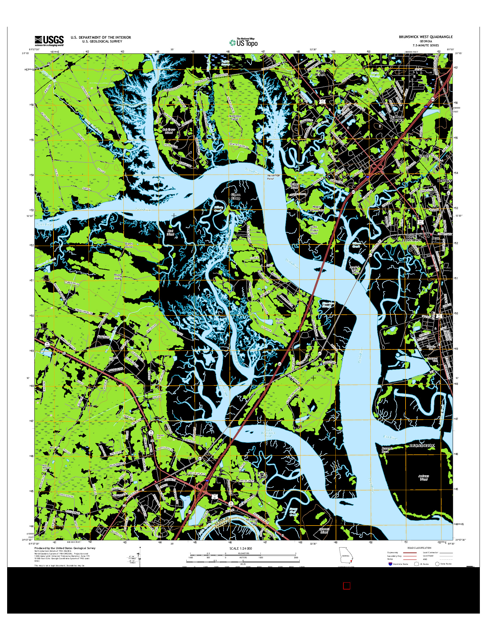 USGS US TOPO 7.5-MINUTE MAP FOR BRUNSWICK WEST, GA 2017