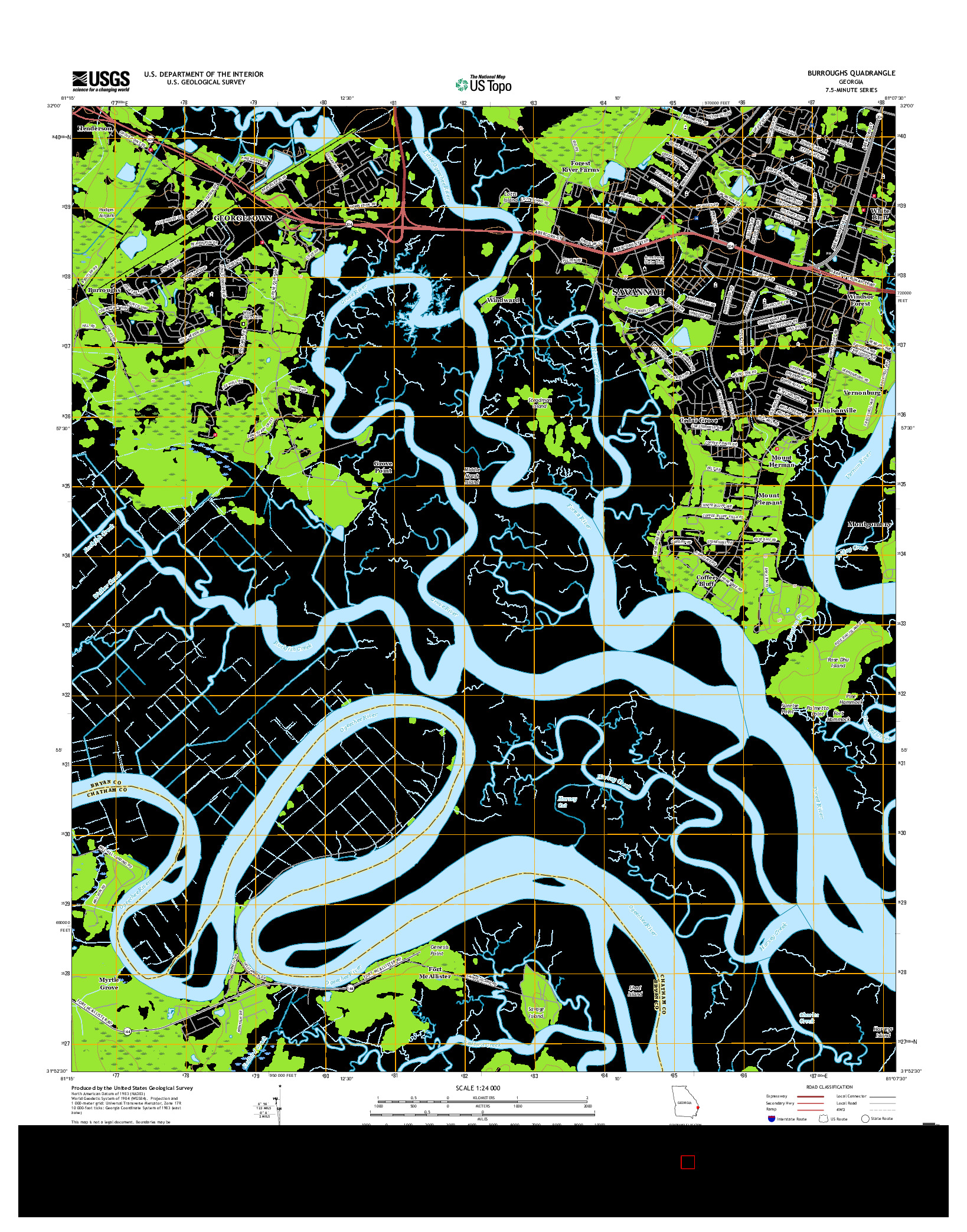 USGS US TOPO 7.5-MINUTE MAP FOR BURROUGHS, GA 2017