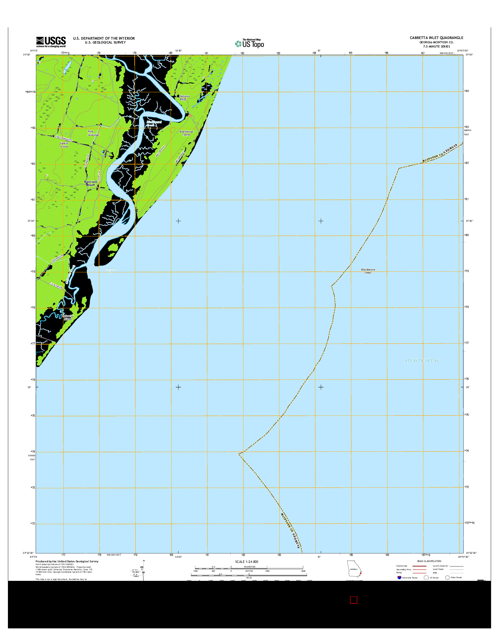 USGS US TOPO 7.5-MINUTE MAP FOR CABRETTA INLET, GA 2017