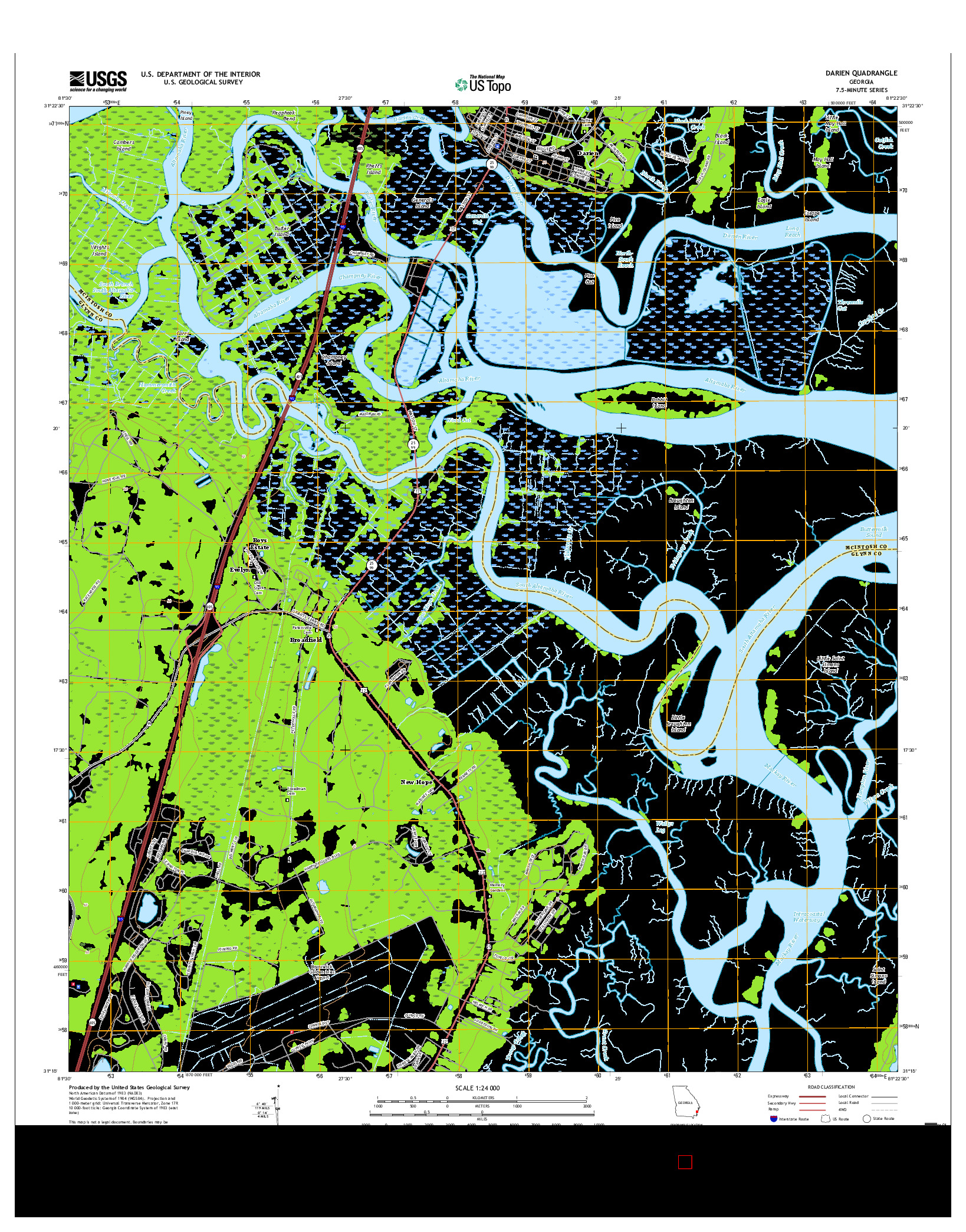 USGS US TOPO 7.5-MINUTE MAP FOR DARIEN, GA 2017