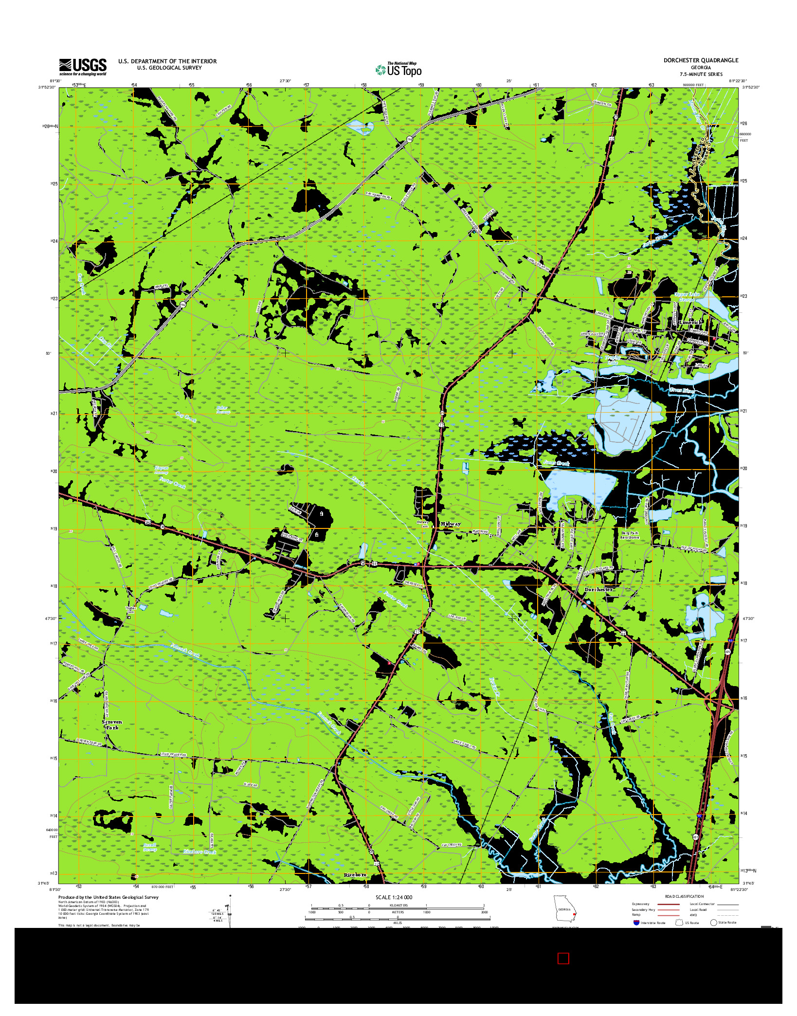 USGS US TOPO 7.5-MINUTE MAP FOR DORCHESTER, GA 2017