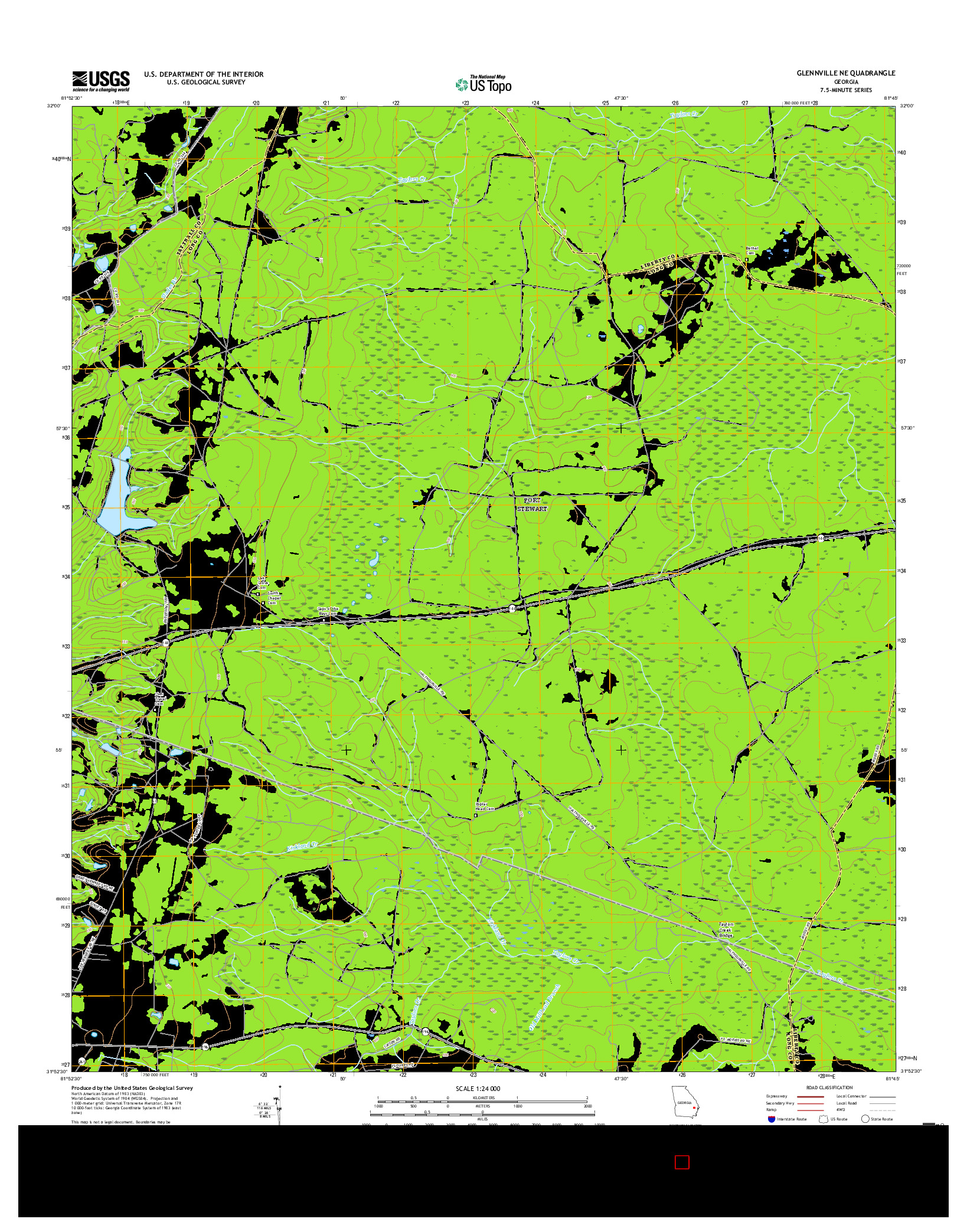 USGS US TOPO 7.5-MINUTE MAP FOR GLENNVILLE NE, GA 2017