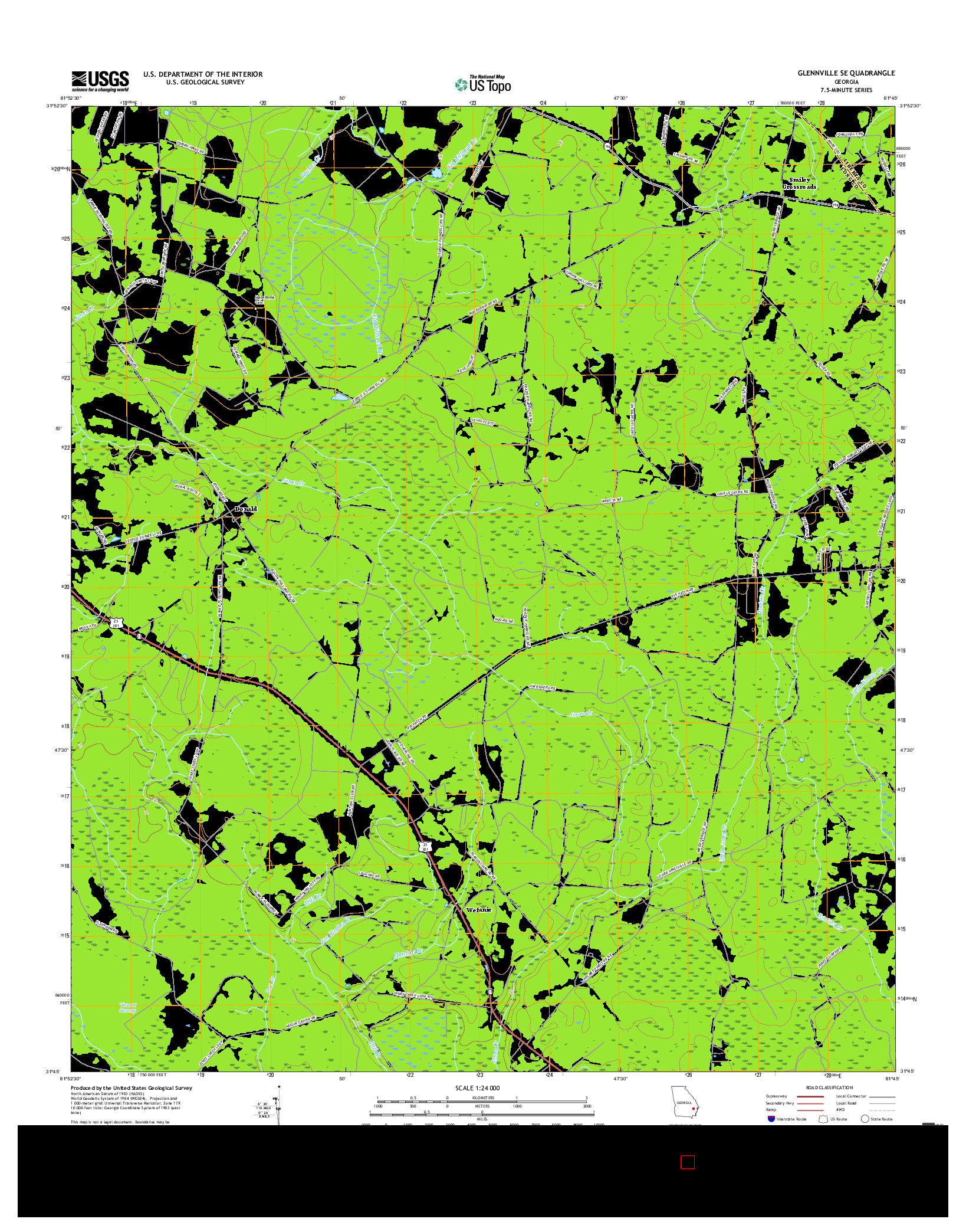 USGS US TOPO 7.5-MINUTE MAP FOR GLENNVILLE SE, GA 2017