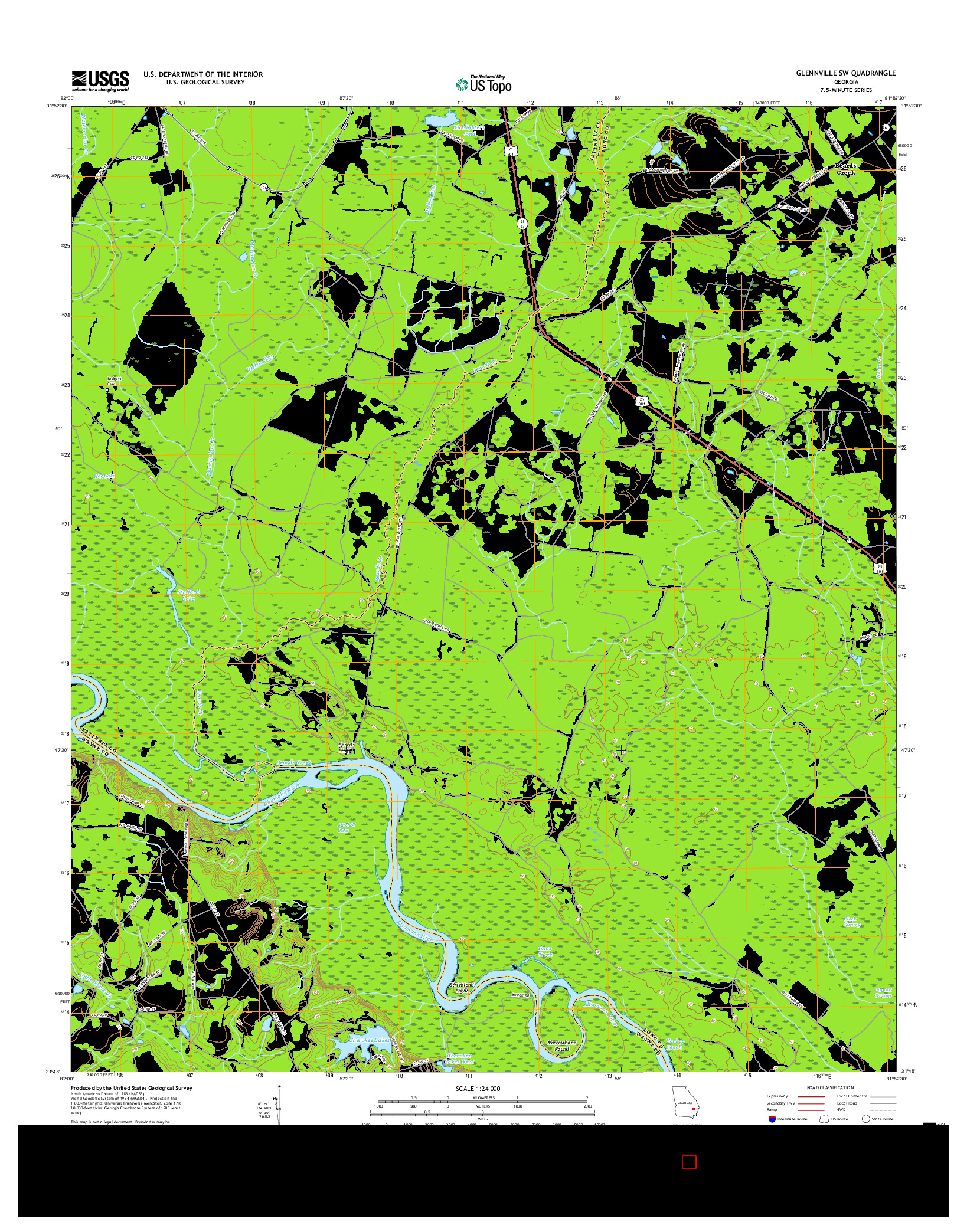 USGS US TOPO 7.5-MINUTE MAP FOR GLENNVILLE SW, GA 2017