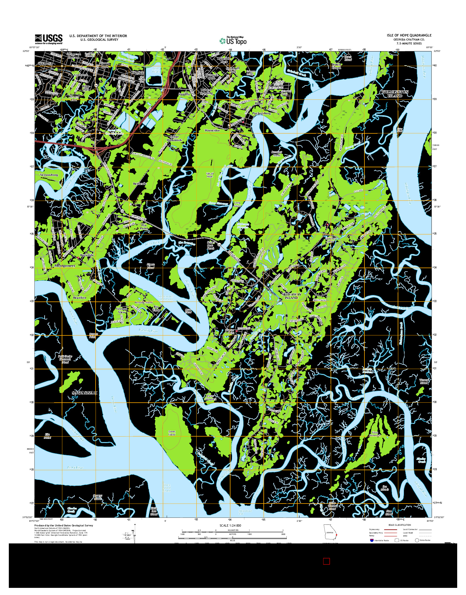 USGS US TOPO 7.5-MINUTE MAP FOR ISLE OF HOPE, GA 2017