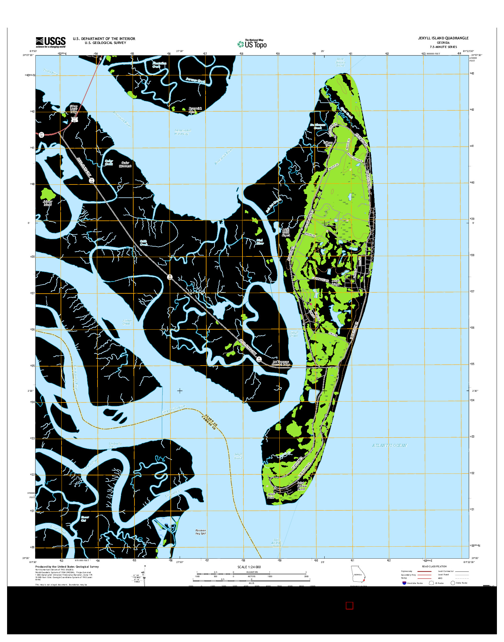 USGS US TOPO 7.5-MINUTE MAP FOR JEKYLL ISLAND, GA 2017