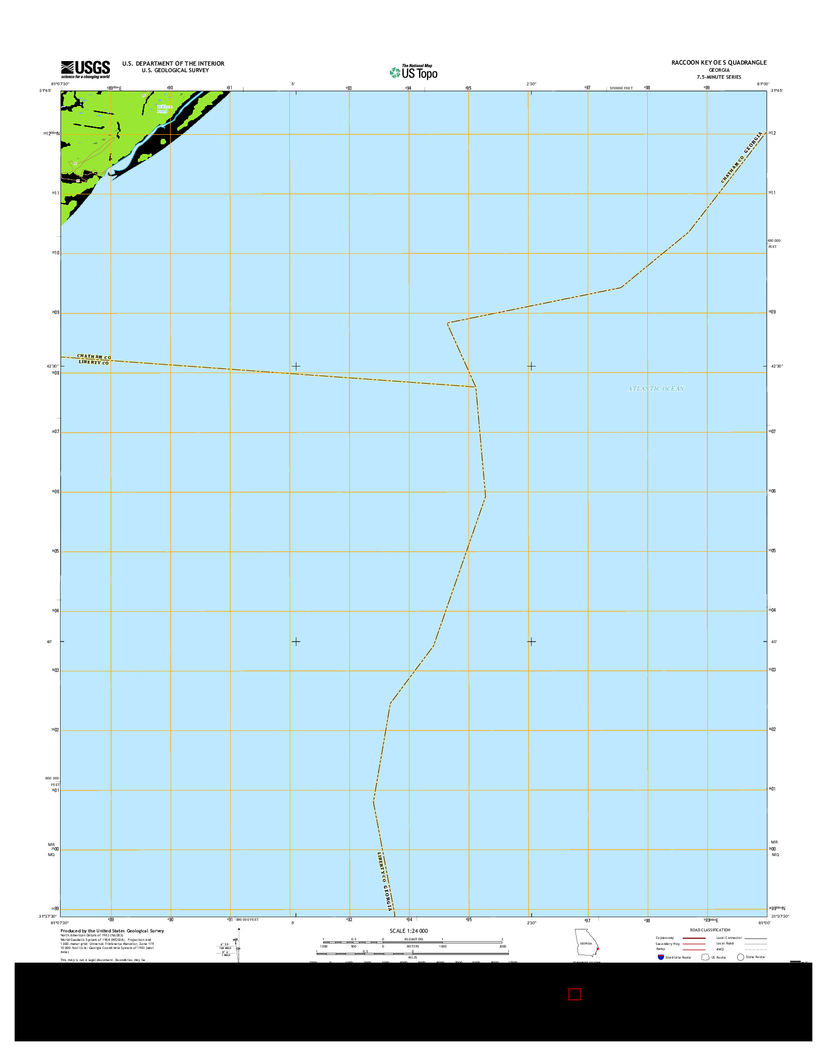 USGS US TOPO 7.5-MINUTE MAP FOR RACCOON KEY OE S, GA 2017