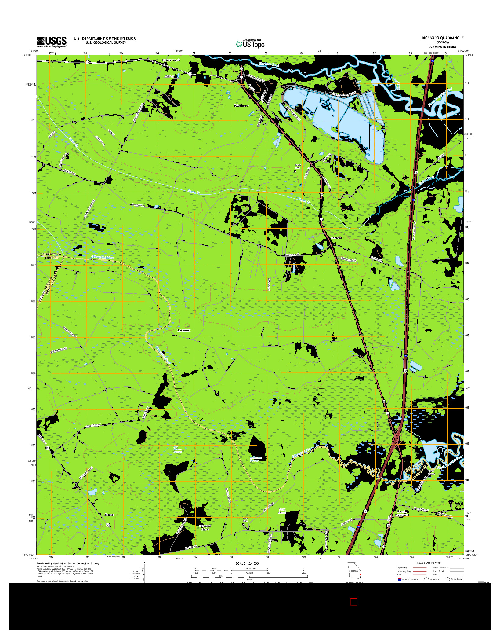 USGS US TOPO 7.5-MINUTE MAP FOR RICEBORO, GA 2017