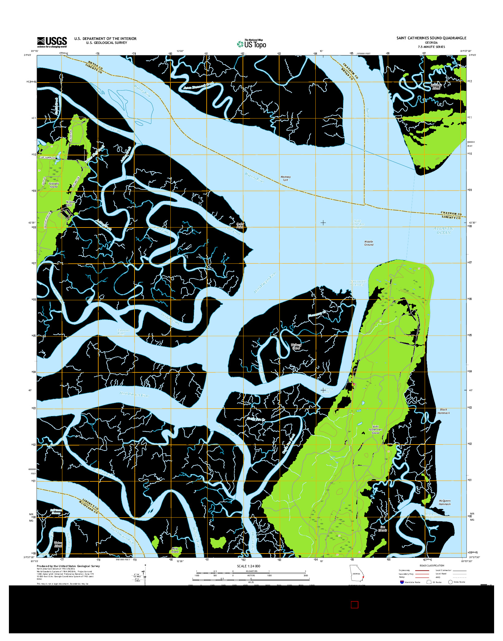 USGS US TOPO 7.5-MINUTE MAP FOR SAINT CATHERINES SOUND, GA 2017