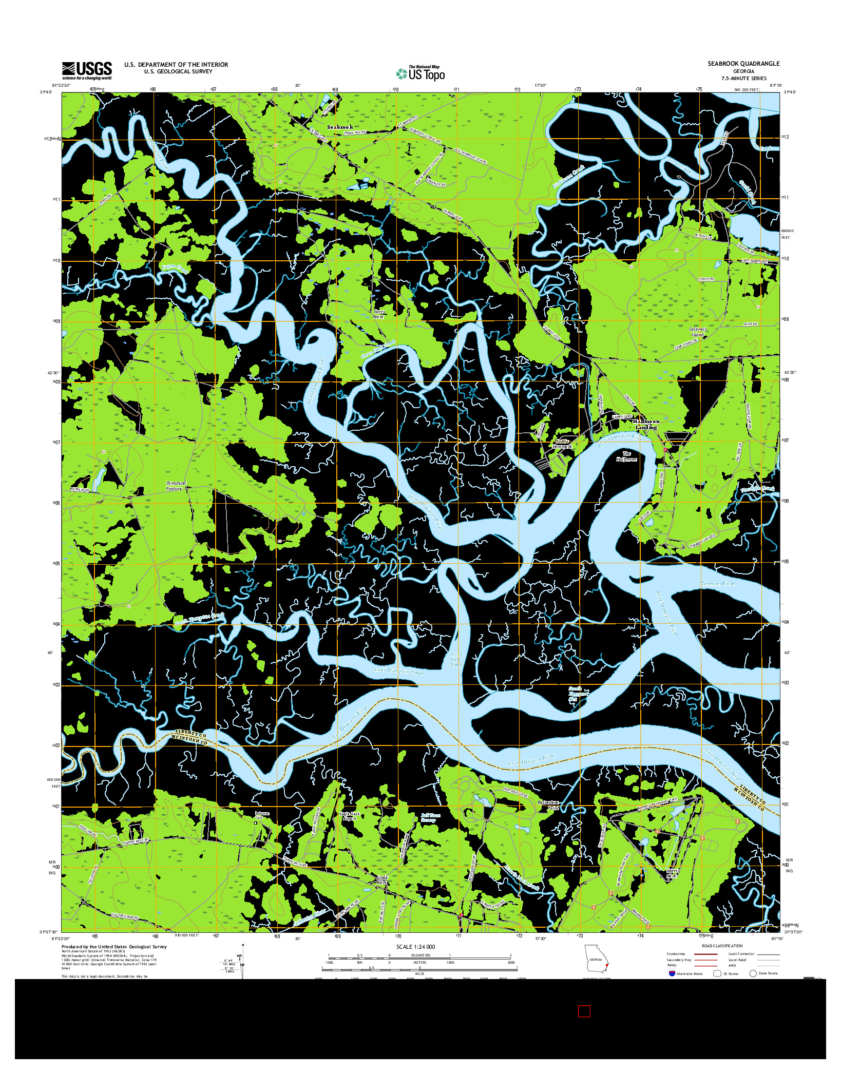 USGS US TOPO 7.5-MINUTE MAP FOR SEABROOK, GA 2017