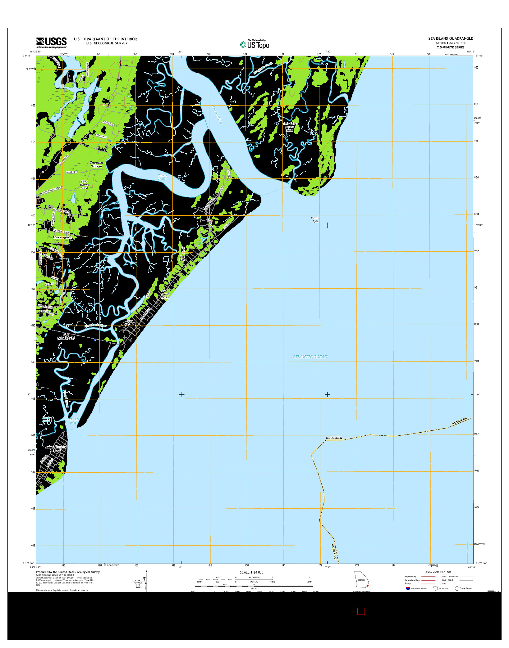 USGS US TOPO 7.5-MINUTE MAP FOR SEA ISLAND, GA 2017