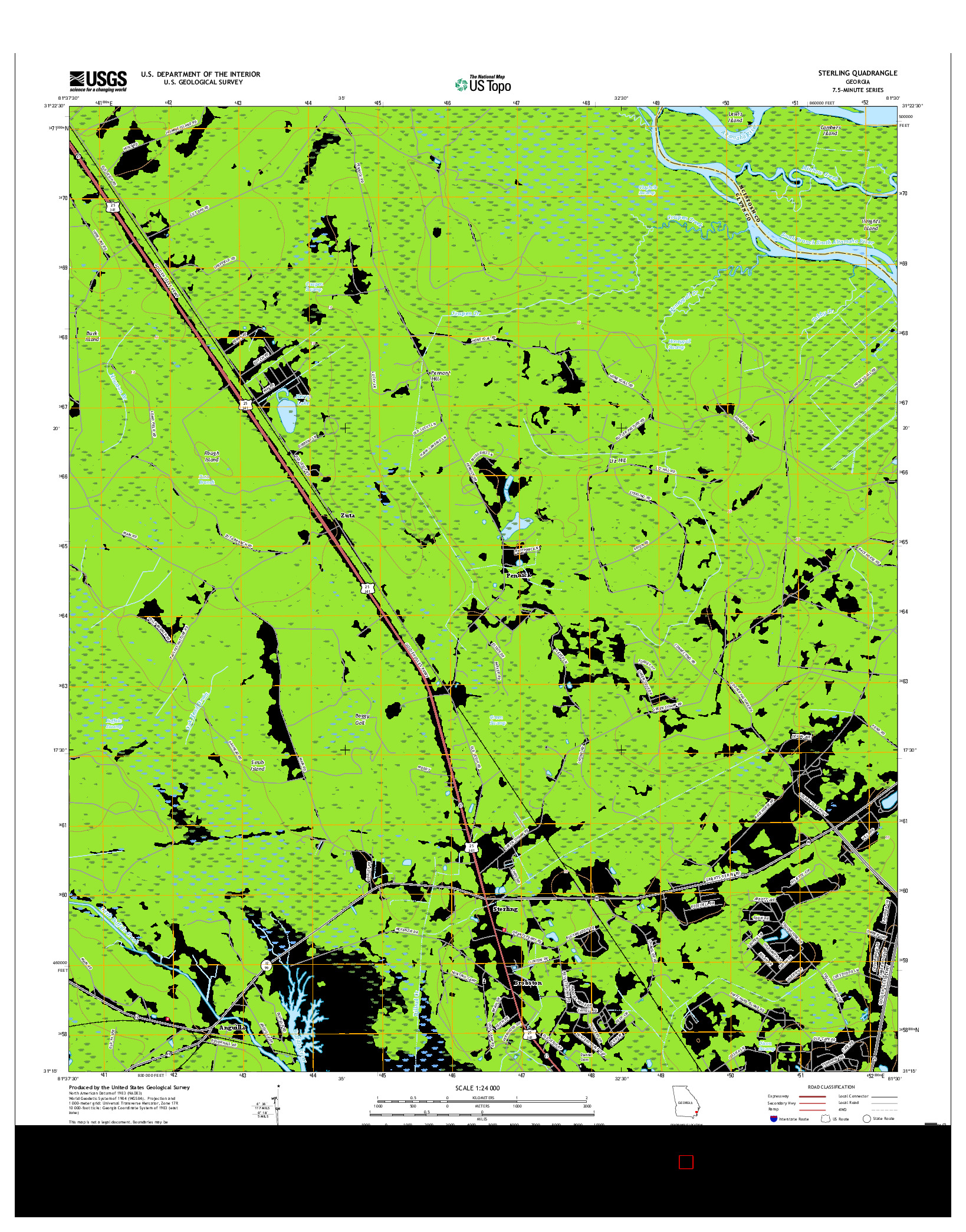 USGS US TOPO 7.5-MINUTE MAP FOR STERLING, GA 2017