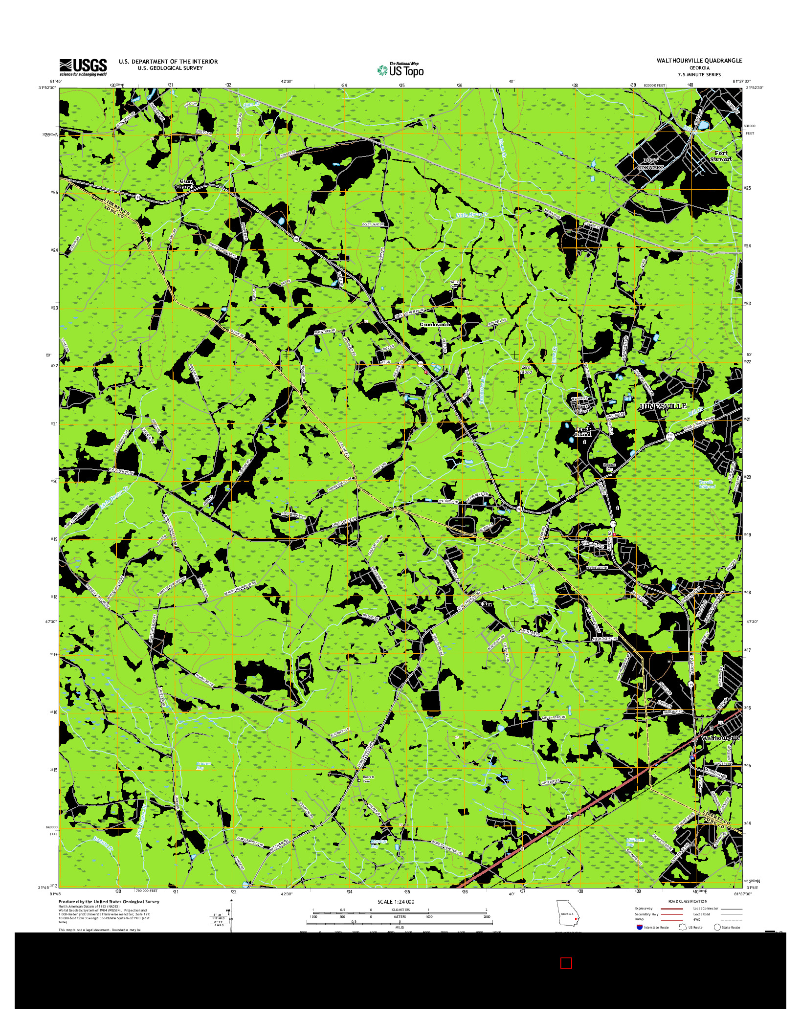 USGS US TOPO 7.5-MINUTE MAP FOR WALTHOURVILLE, GA 2017