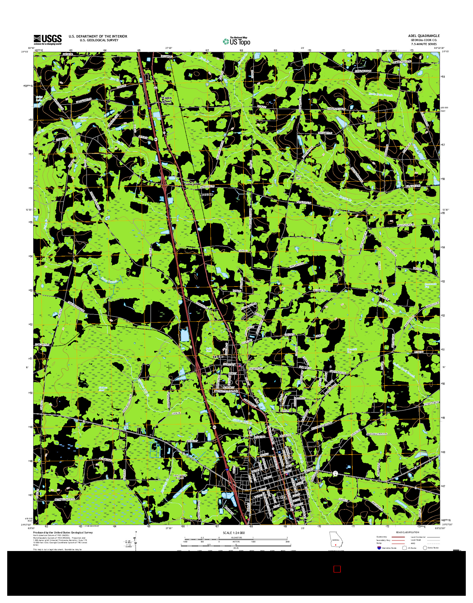 USGS US TOPO 7.5-MINUTE MAP FOR ADEL, GA 2017