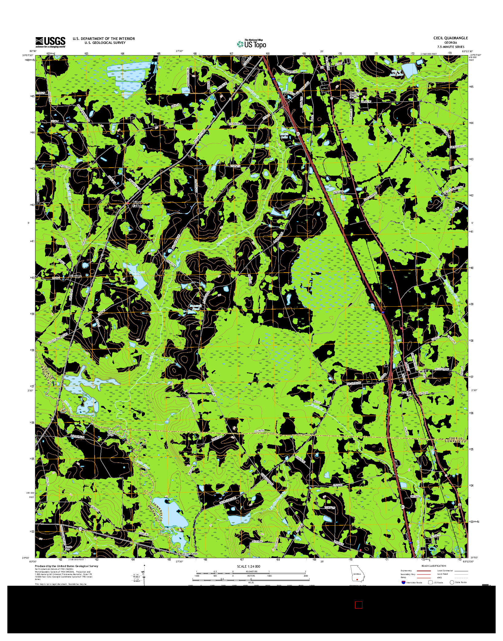 USGS US TOPO 7.5-MINUTE MAP FOR CECIL, GA 2017