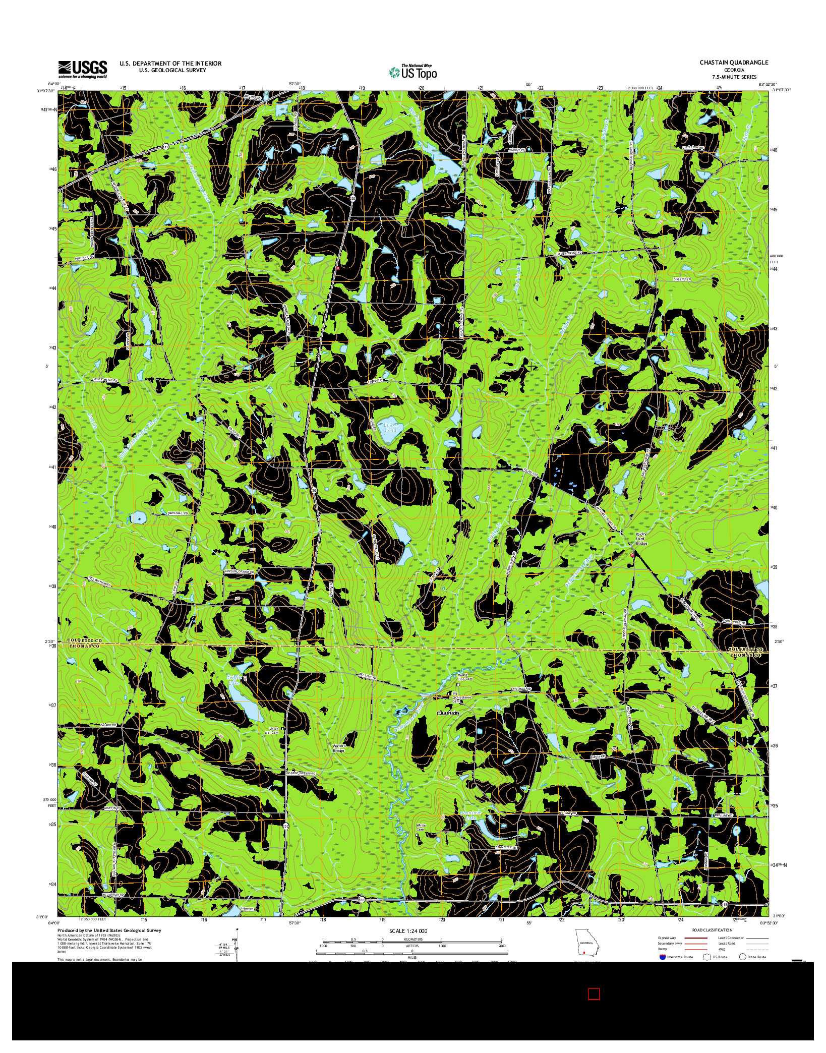 USGS US TOPO 7.5-MINUTE MAP FOR CHASTAIN, GA 2017