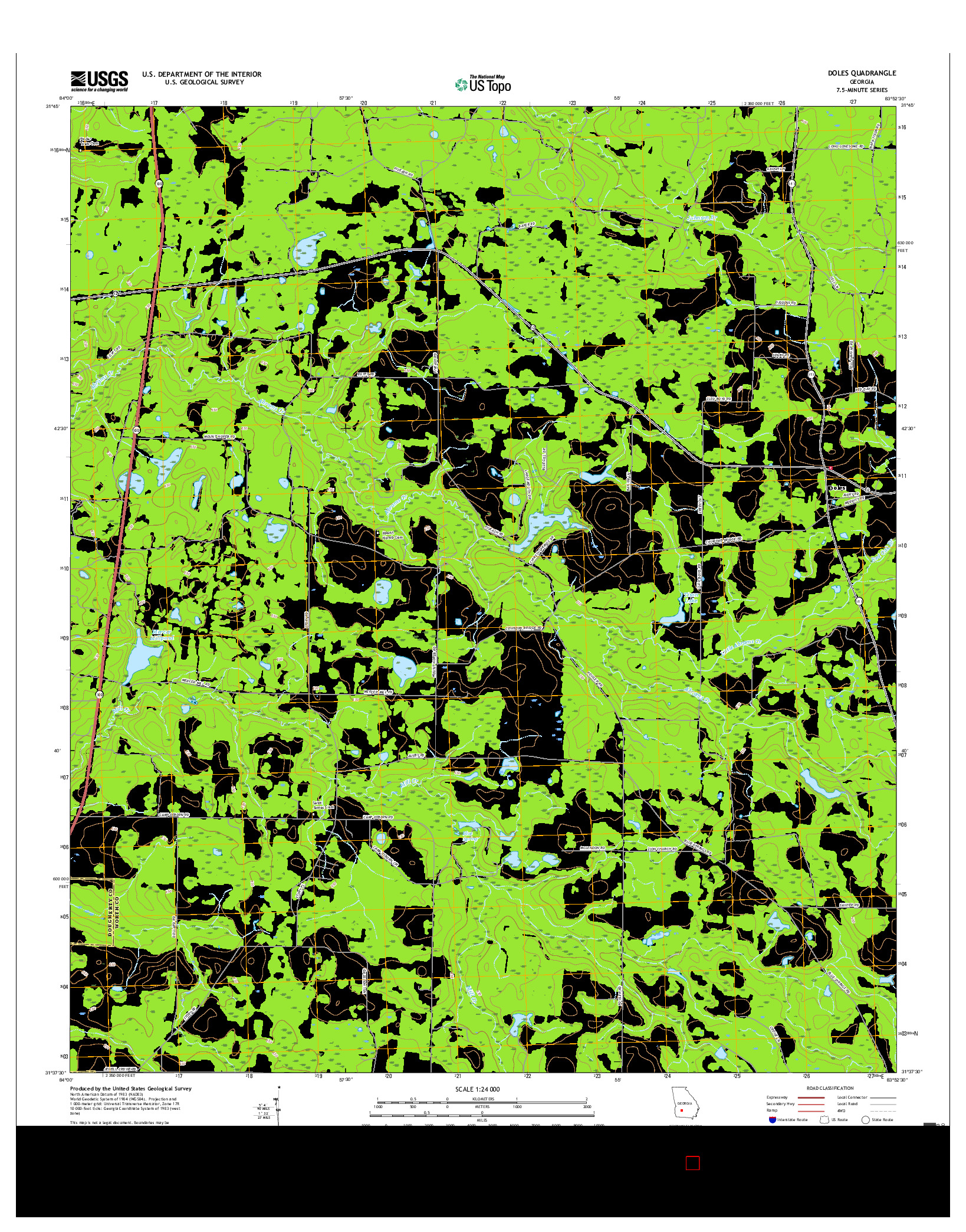 USGS US TOPO 7.5-MINUTE MAP FOR DOLES, GA 2017