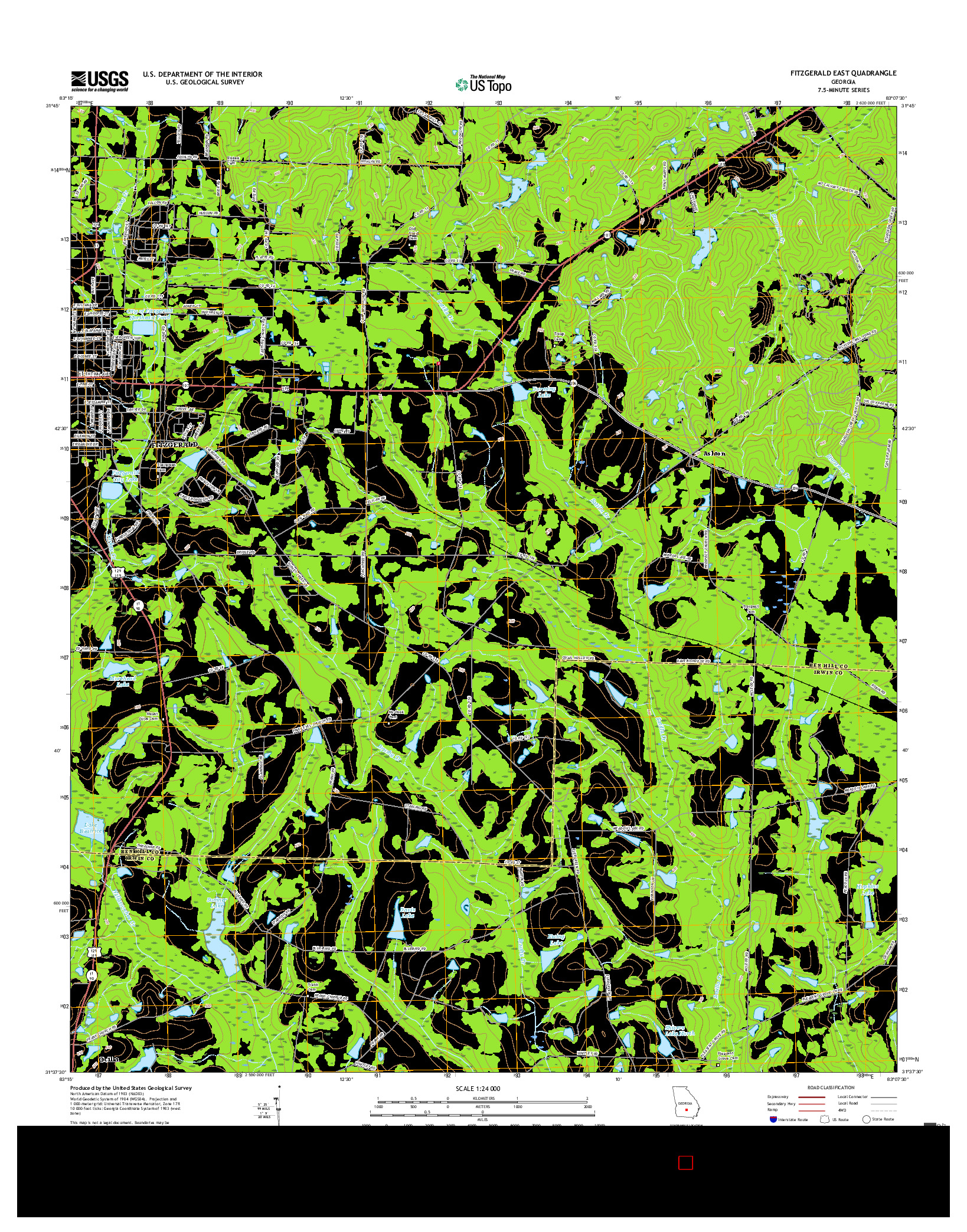 USGS US TOPO 7.5-MINUTE MAP FOR FITZGERALD EAST, GA 2017