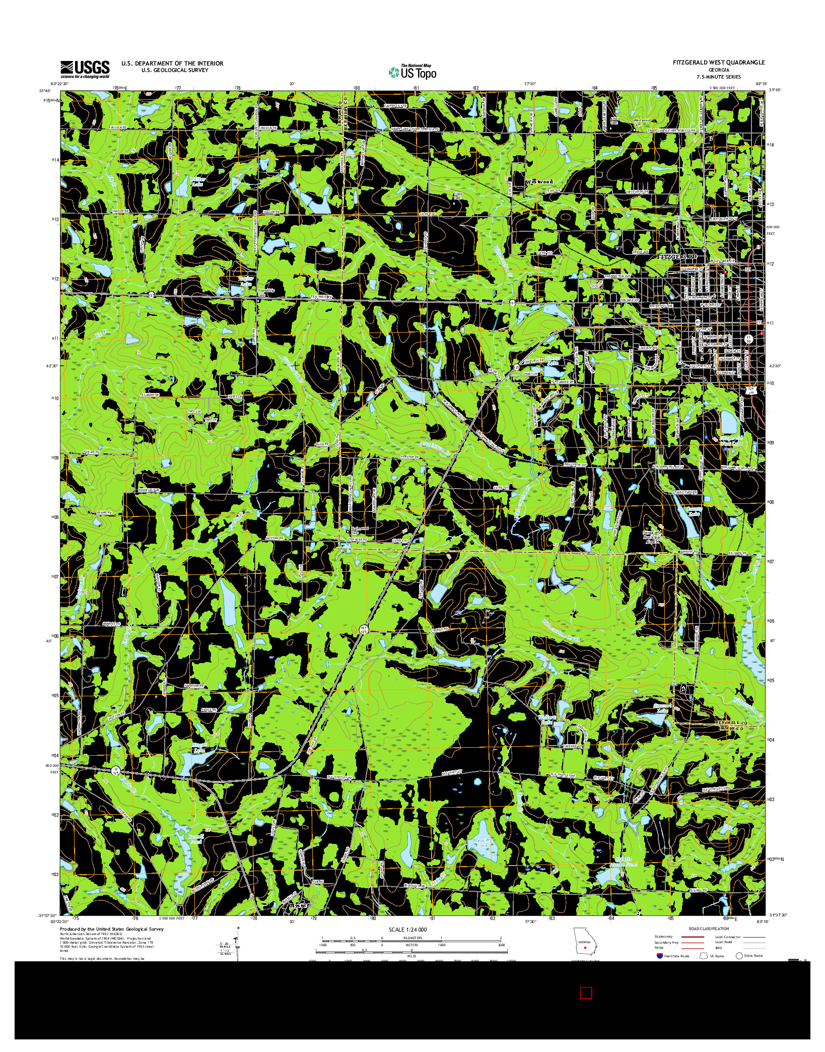 USGS US TOPO 7.5-MINUTE MAP FOR FITZGERALD WEST, GA 2017