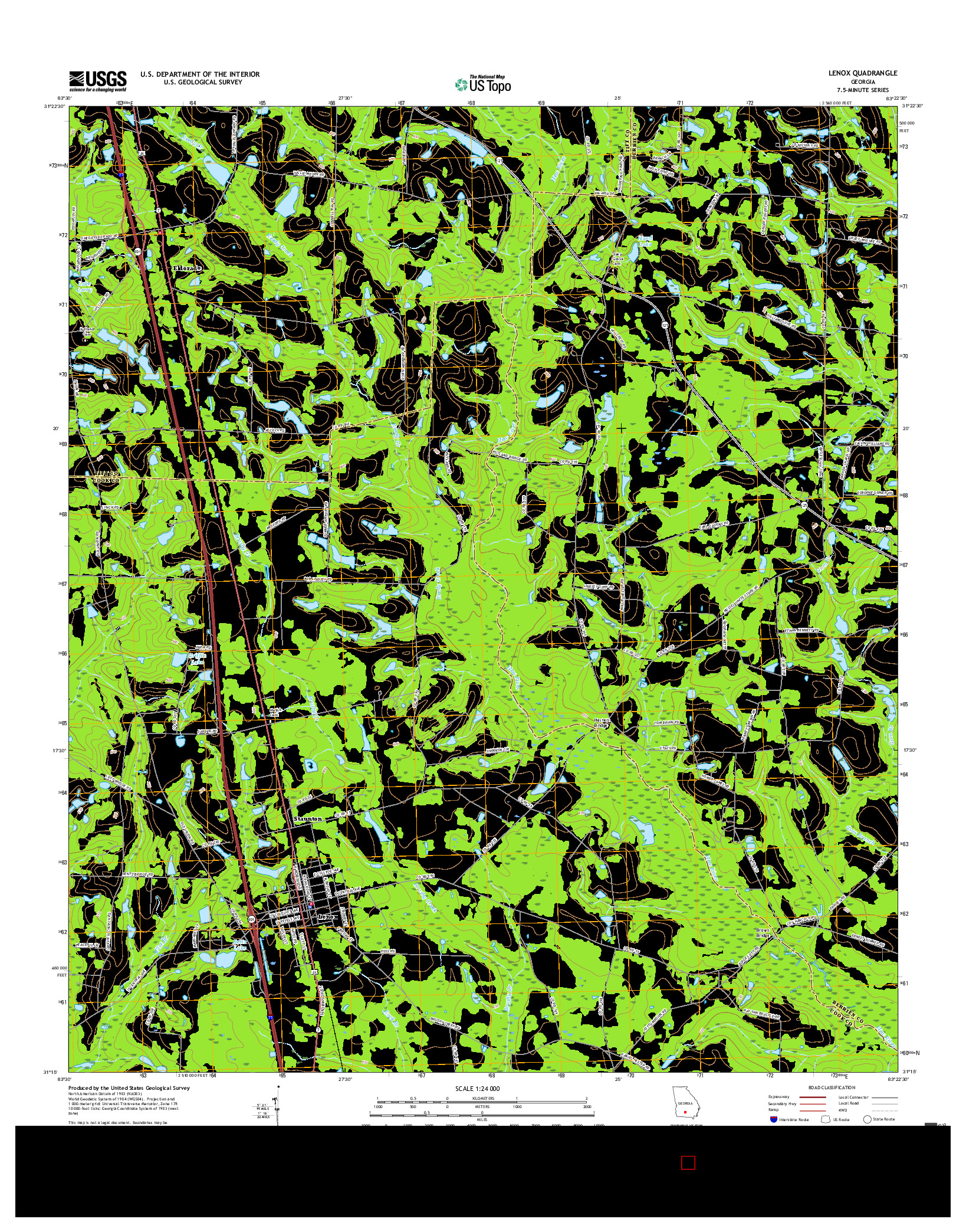 USGS US TOPO 7.5-MINUTE MAP FOR LENOX, GA 2017