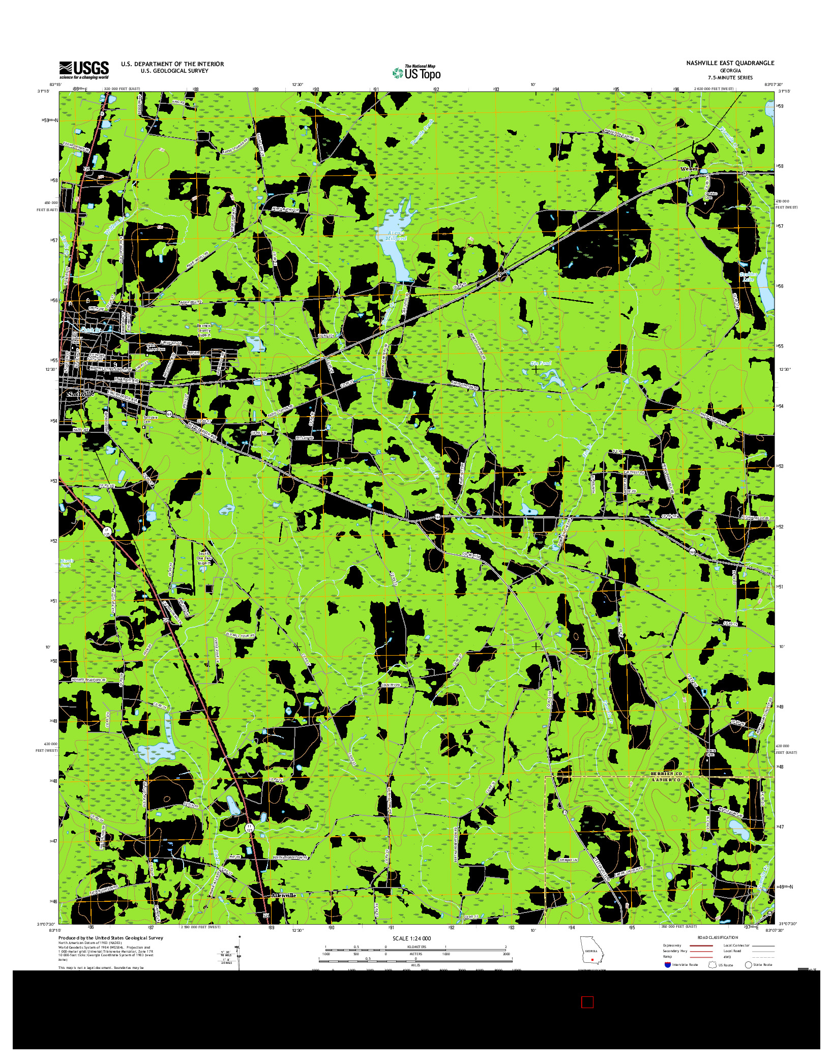 USGS US TOPO 7.5-MINUTE MAP FOR NASHVILLE EAST, GA 2017