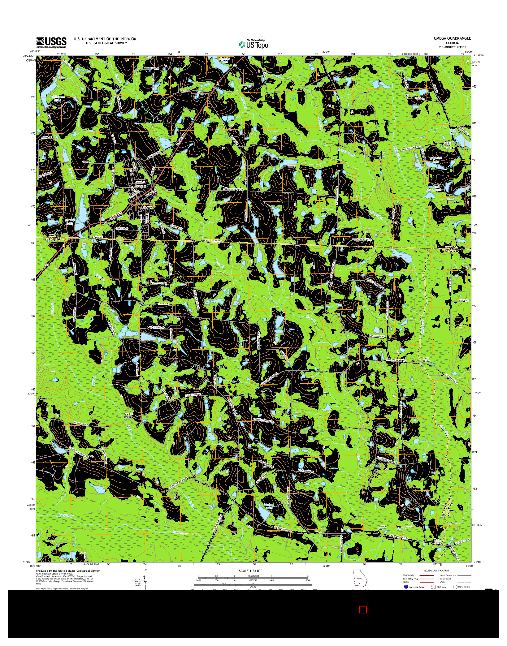 USGS US TOPO 7.5-MINUTE MAP FOR OMEGA, GA 2017