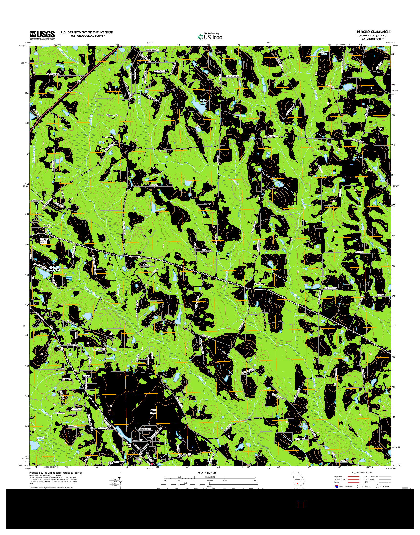 USGS US TOPO 7.5-MINUTE MAP FOR PINEBORO, GA 2017