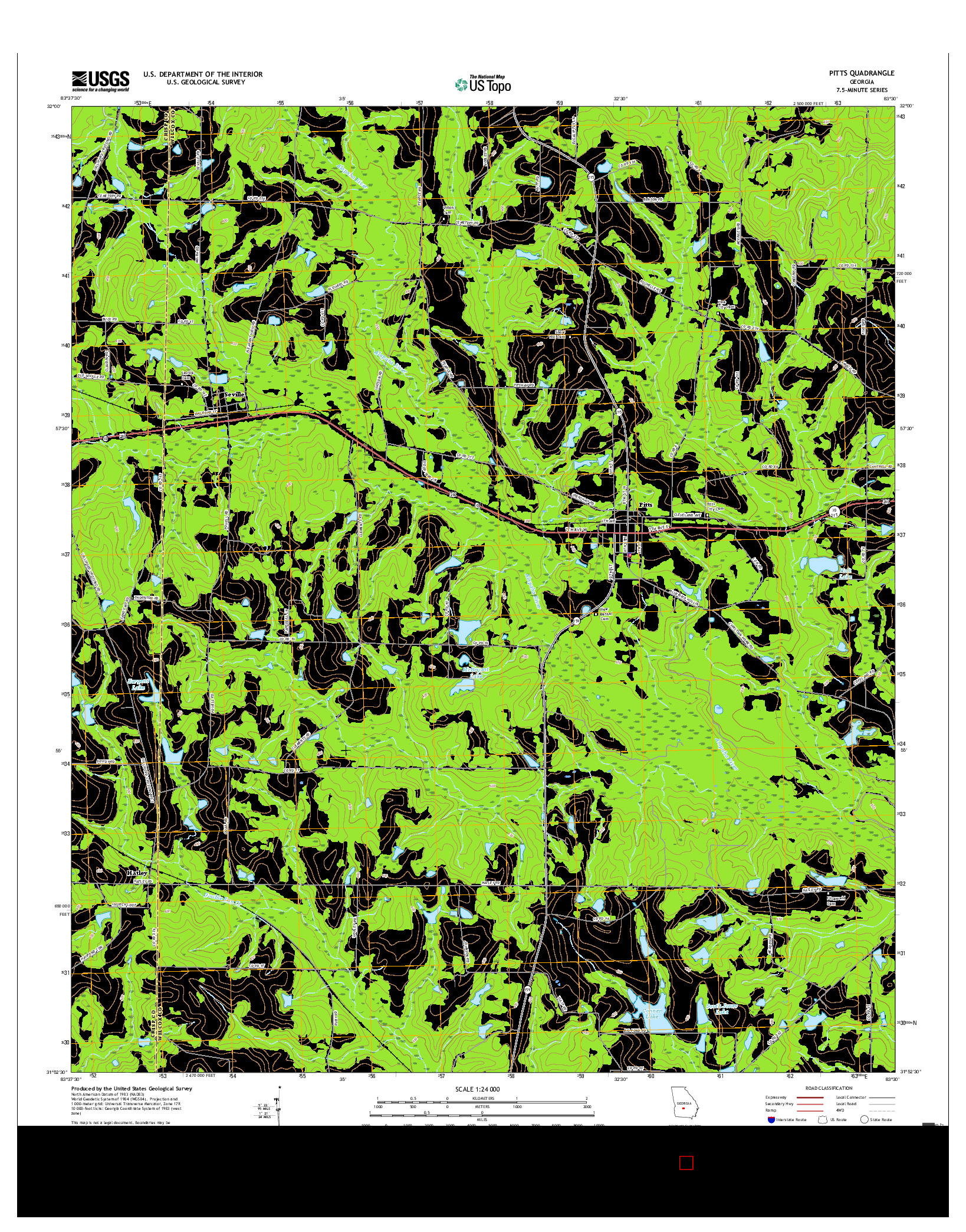 USGS US TOPO 7.5-MINUTE MAP FOR PITTS, GA 2017