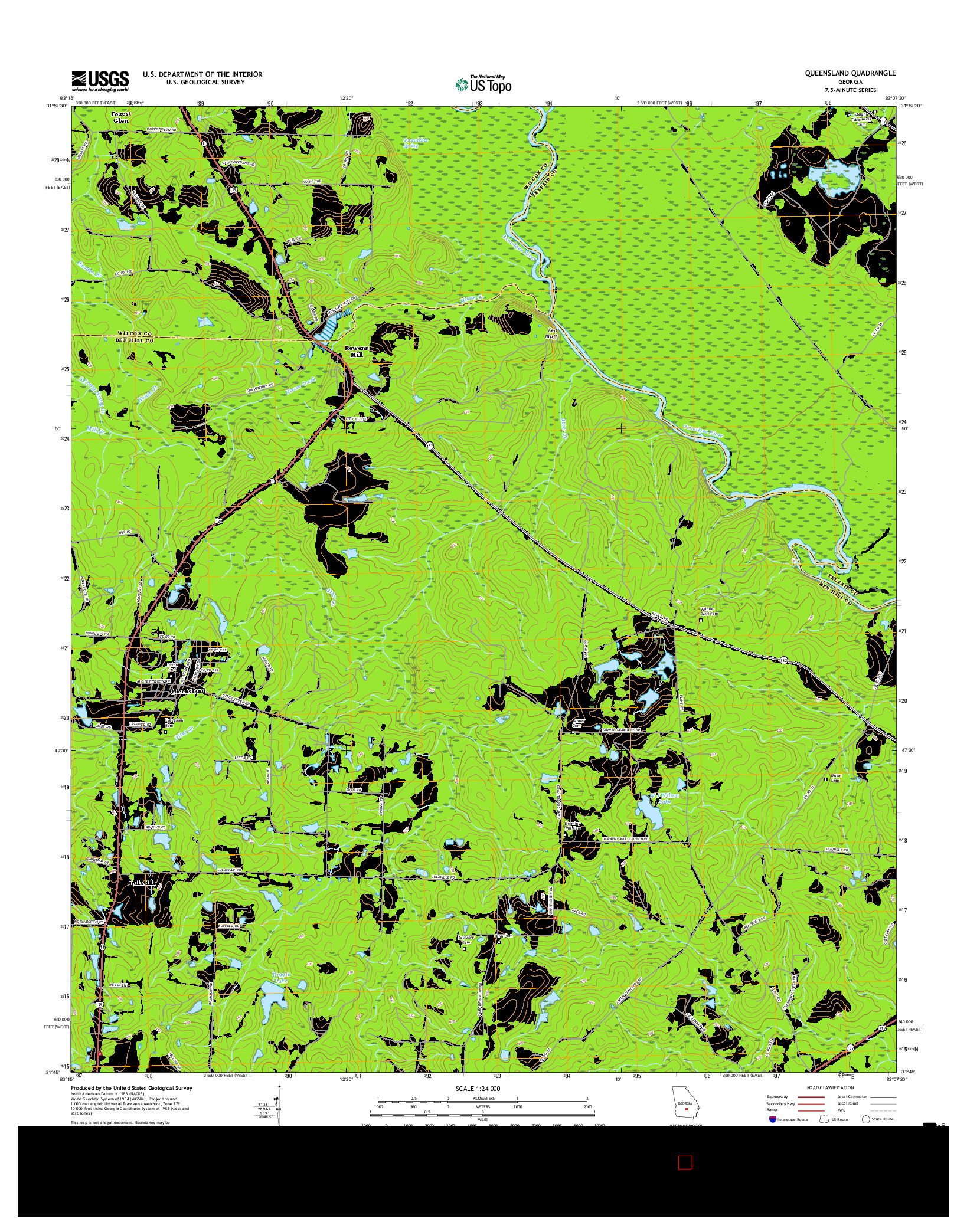 USGS US TOPO 7.5-MINUTE MAP FOR QUEENSLAND, GA 2017